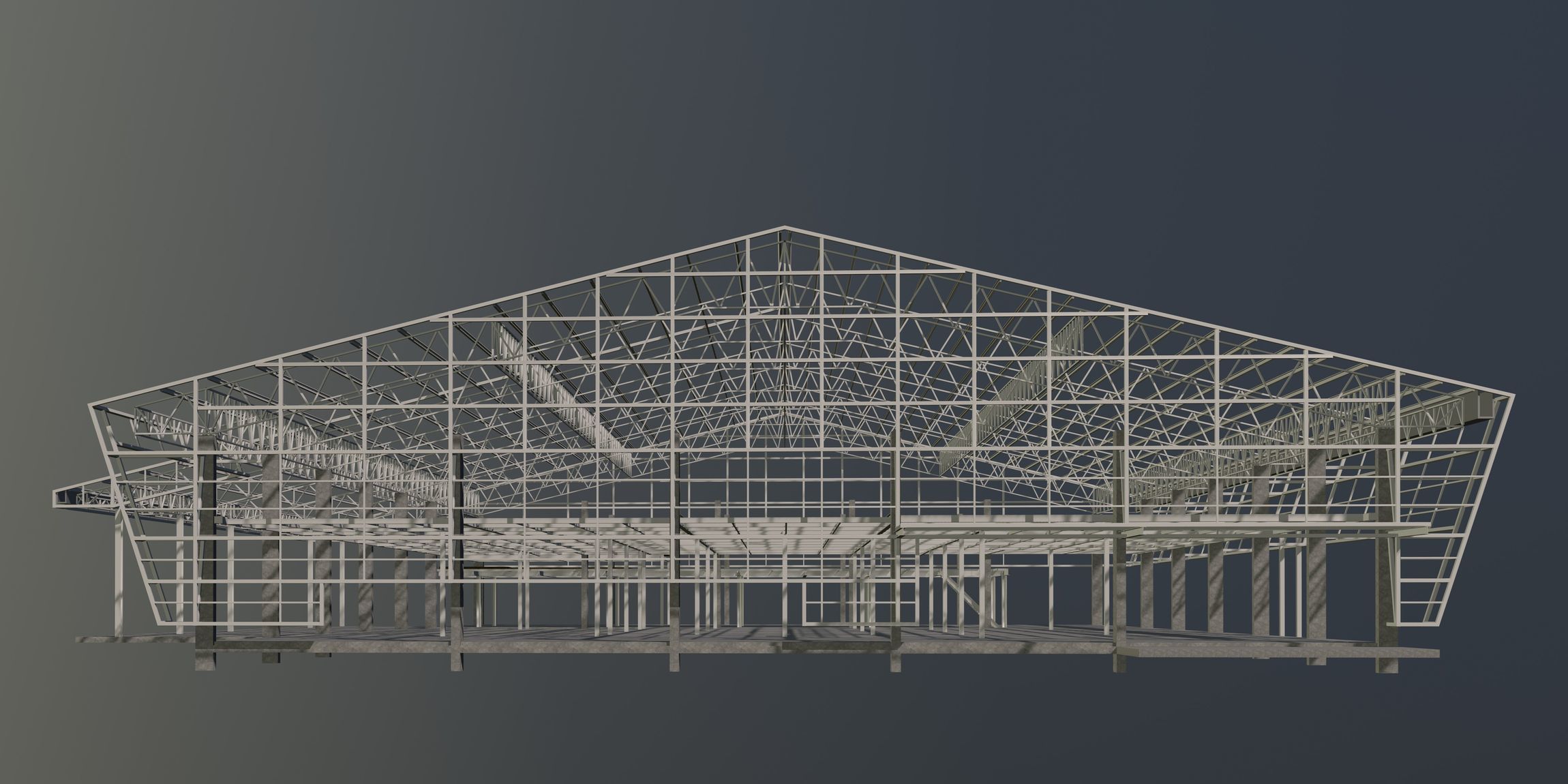 Warehouse in structure frame 3D model_2