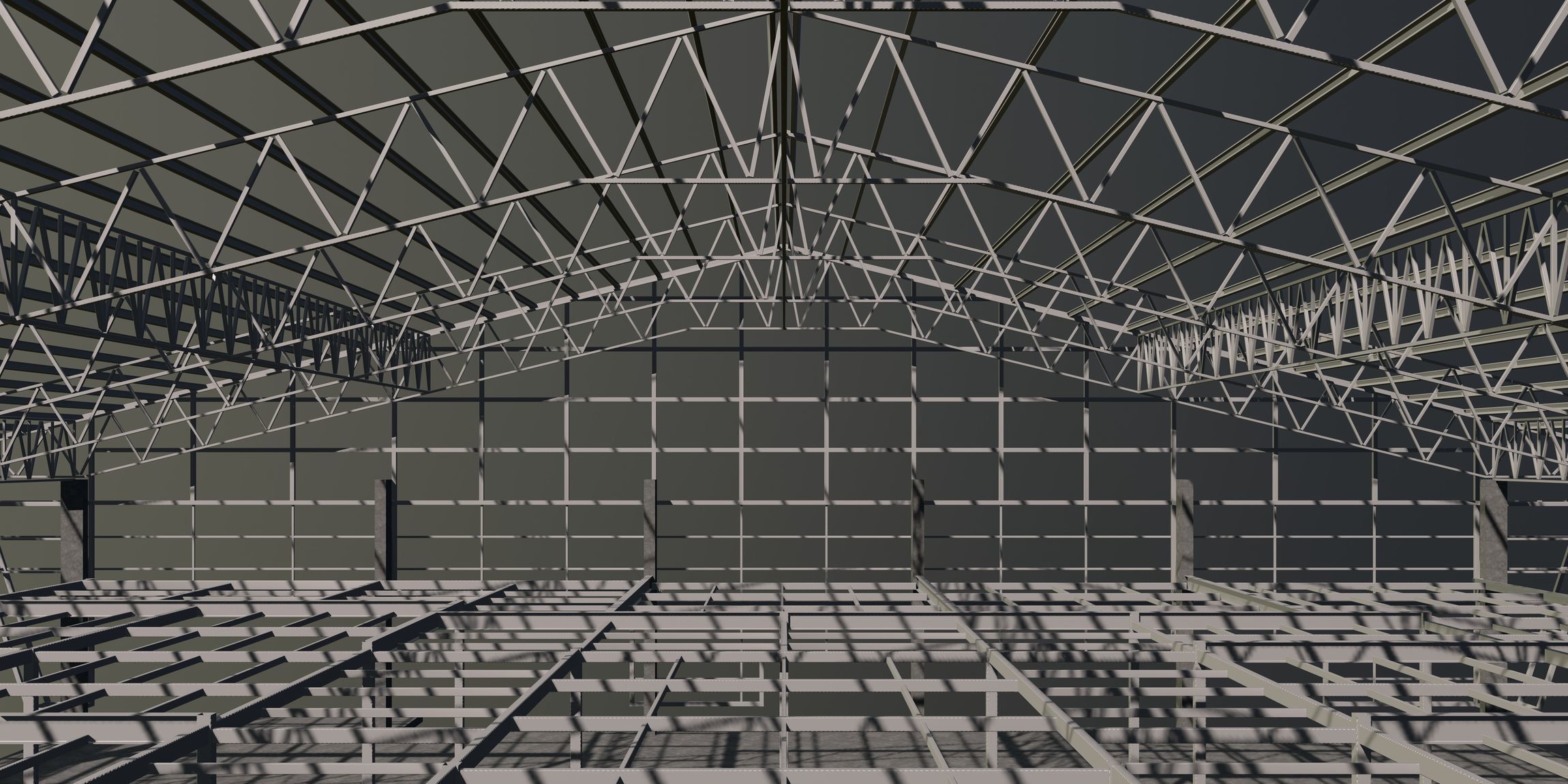 Warehouse in structure frame 3D model_1