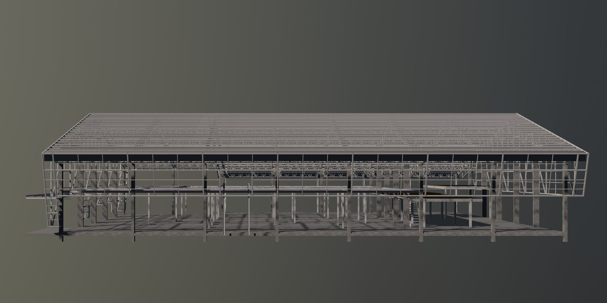Warehouse in structure frame 3D model_4