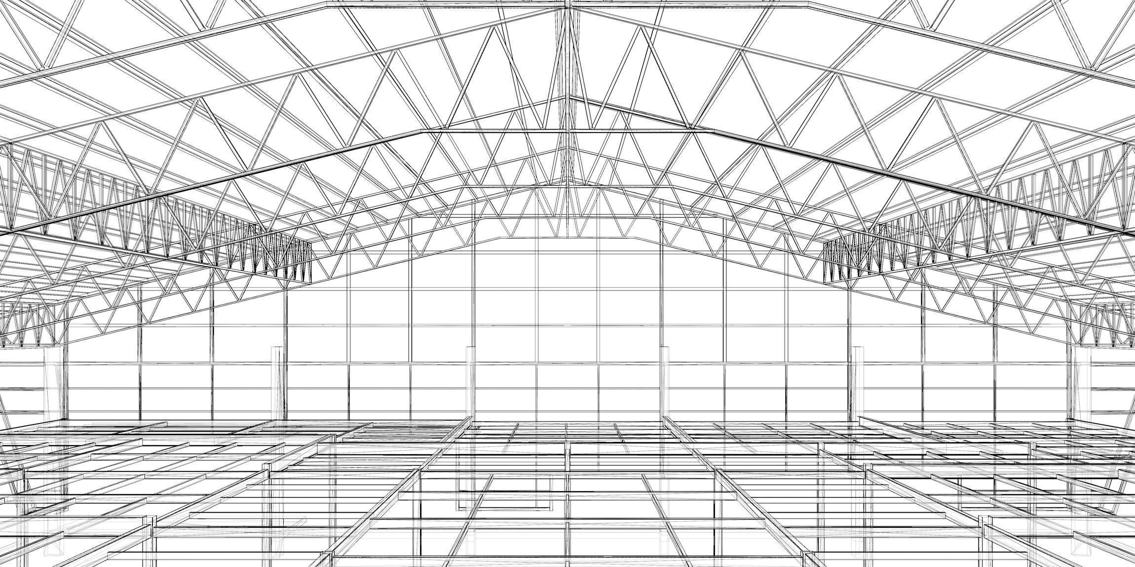 Warehouse in structure frame 3D model_8