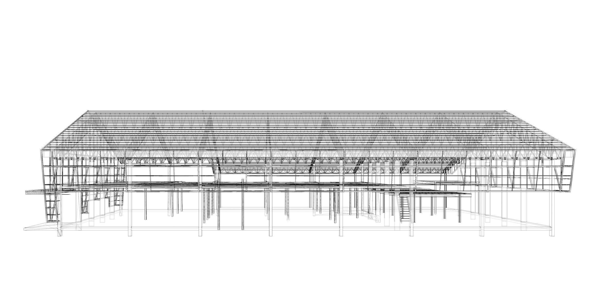 Warehouse in structure frame 3D model_5