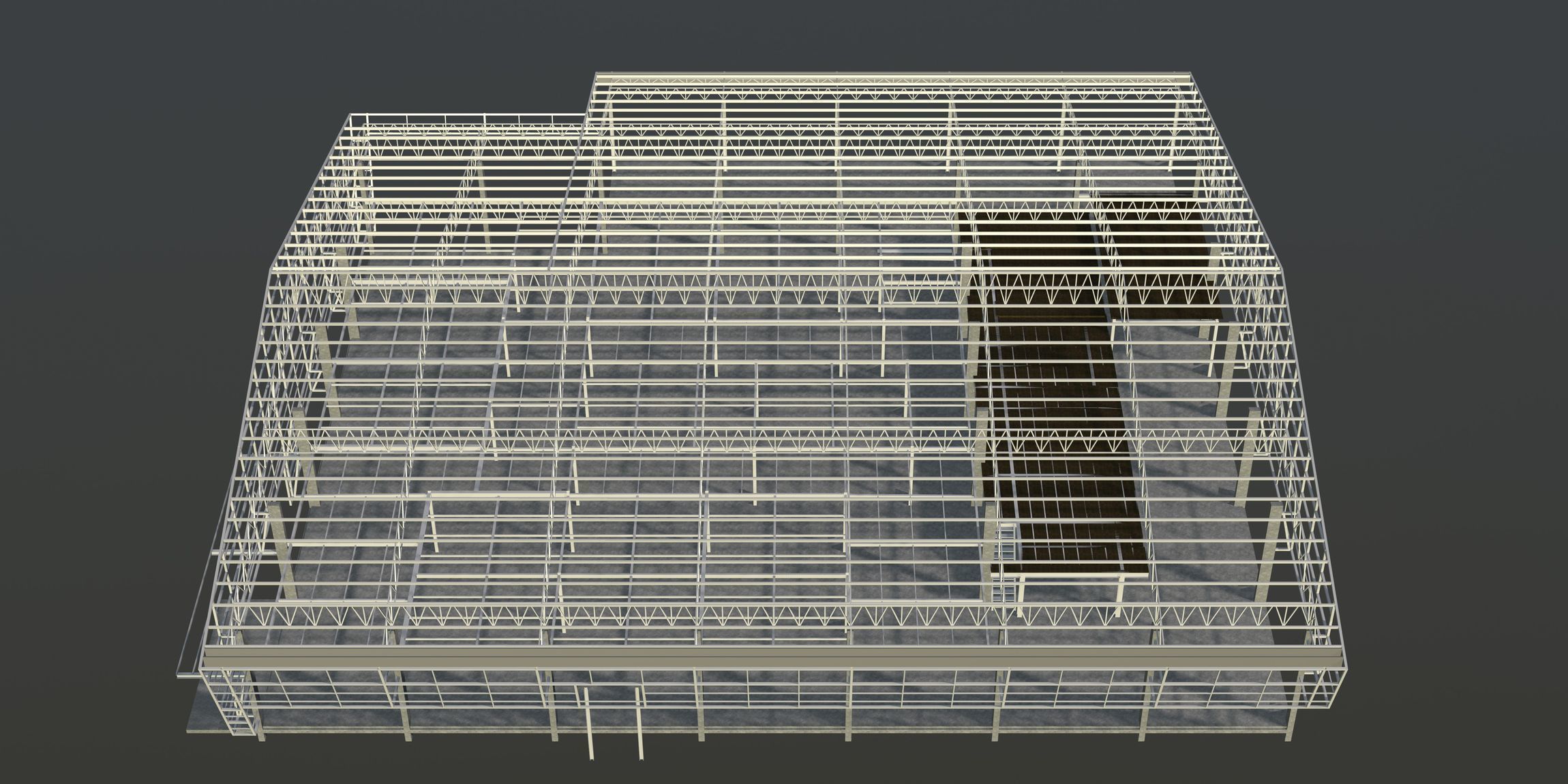 Warehouse in structure frame 3D model_3
