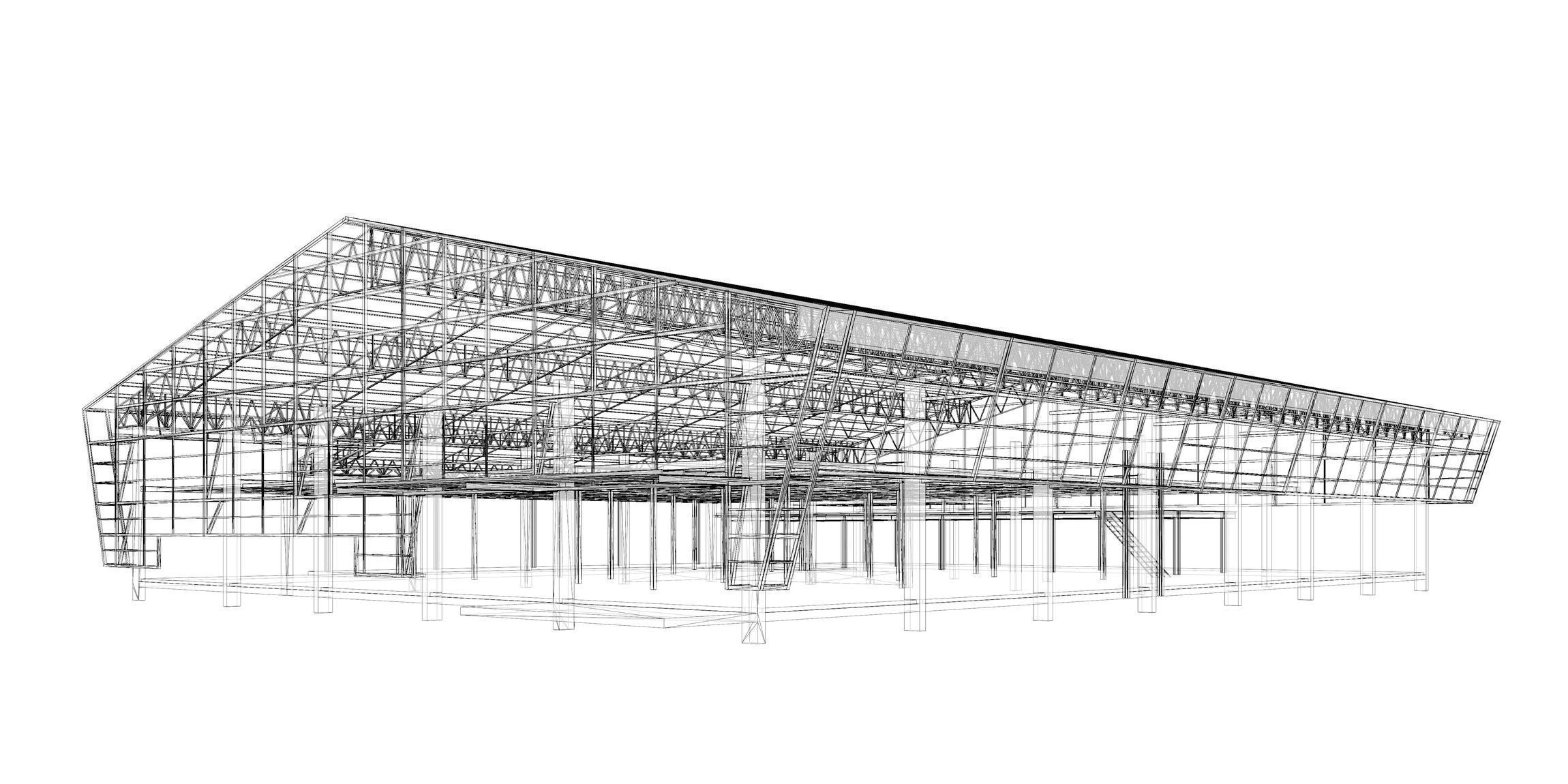 Warehouse in structure frame 3D model_7