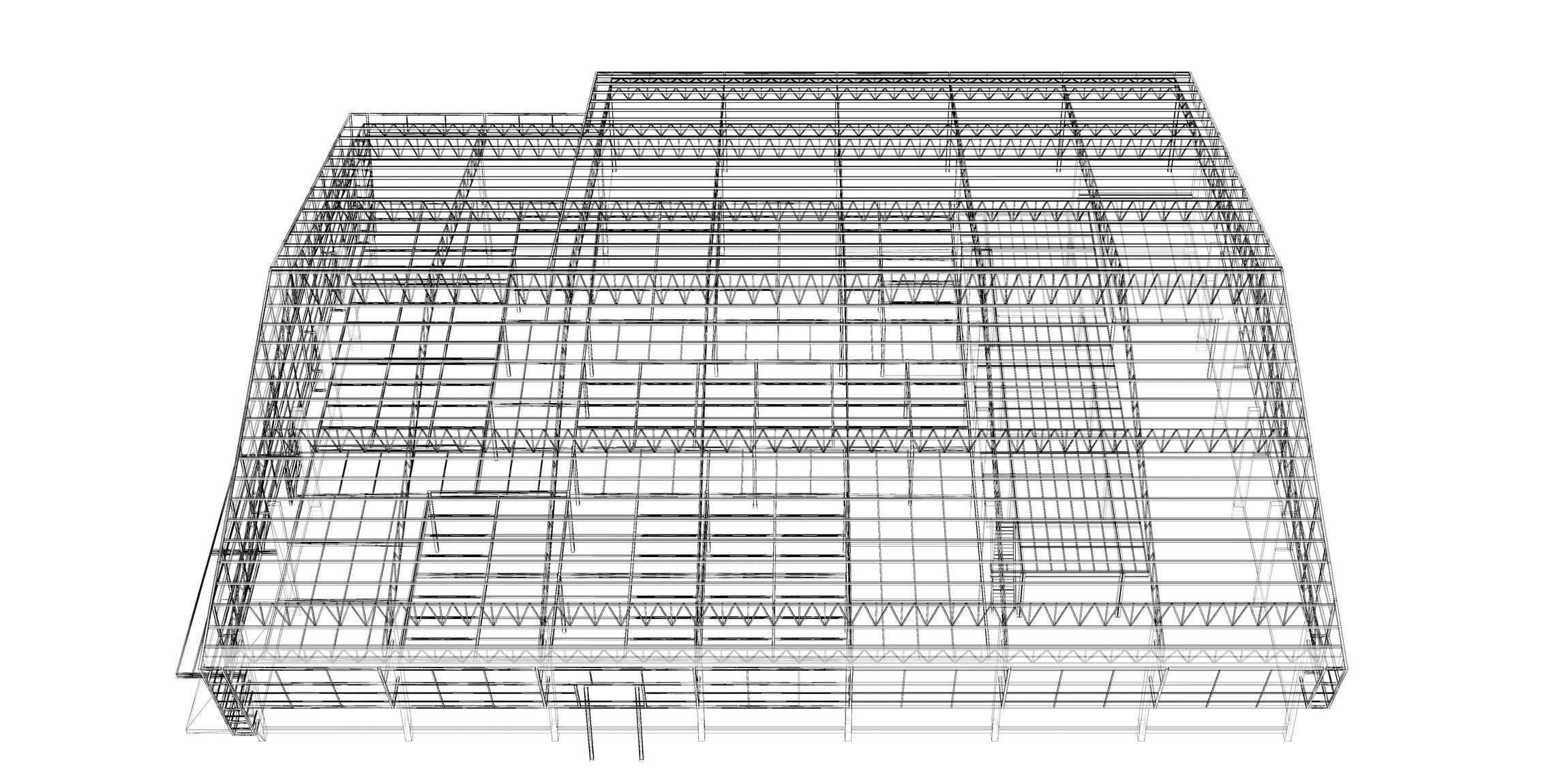 Warehouse in structure frame 3D model_9
