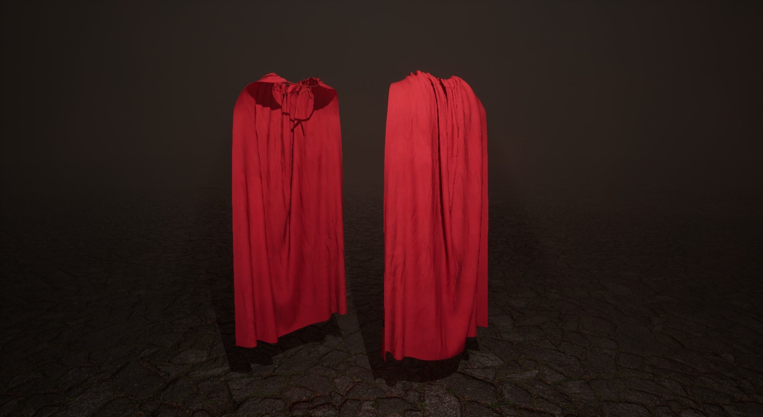 Red Cape Low-poly 3D model_2