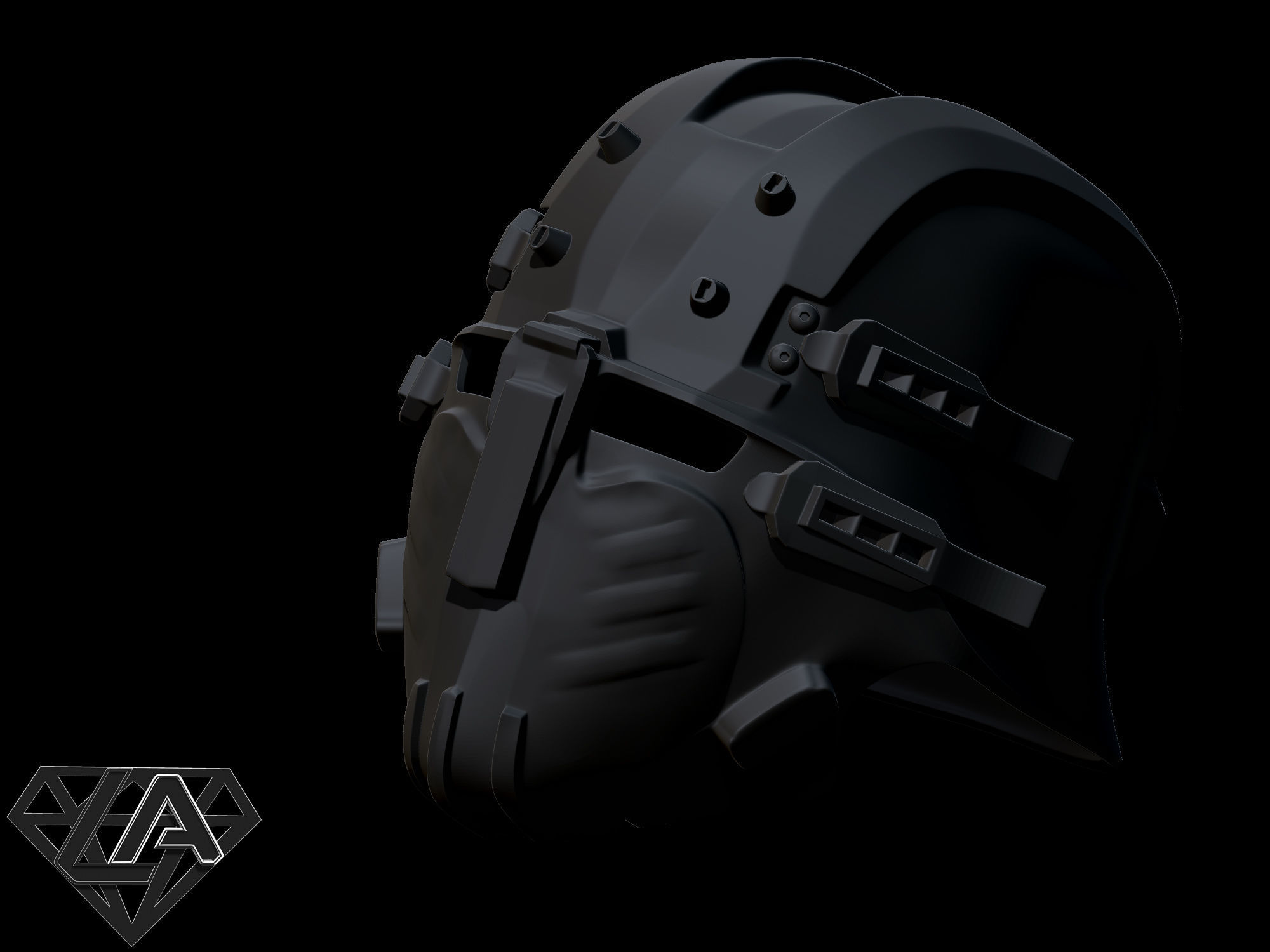 Wolfenstein black butcher custom helmet Free 3D print model_7