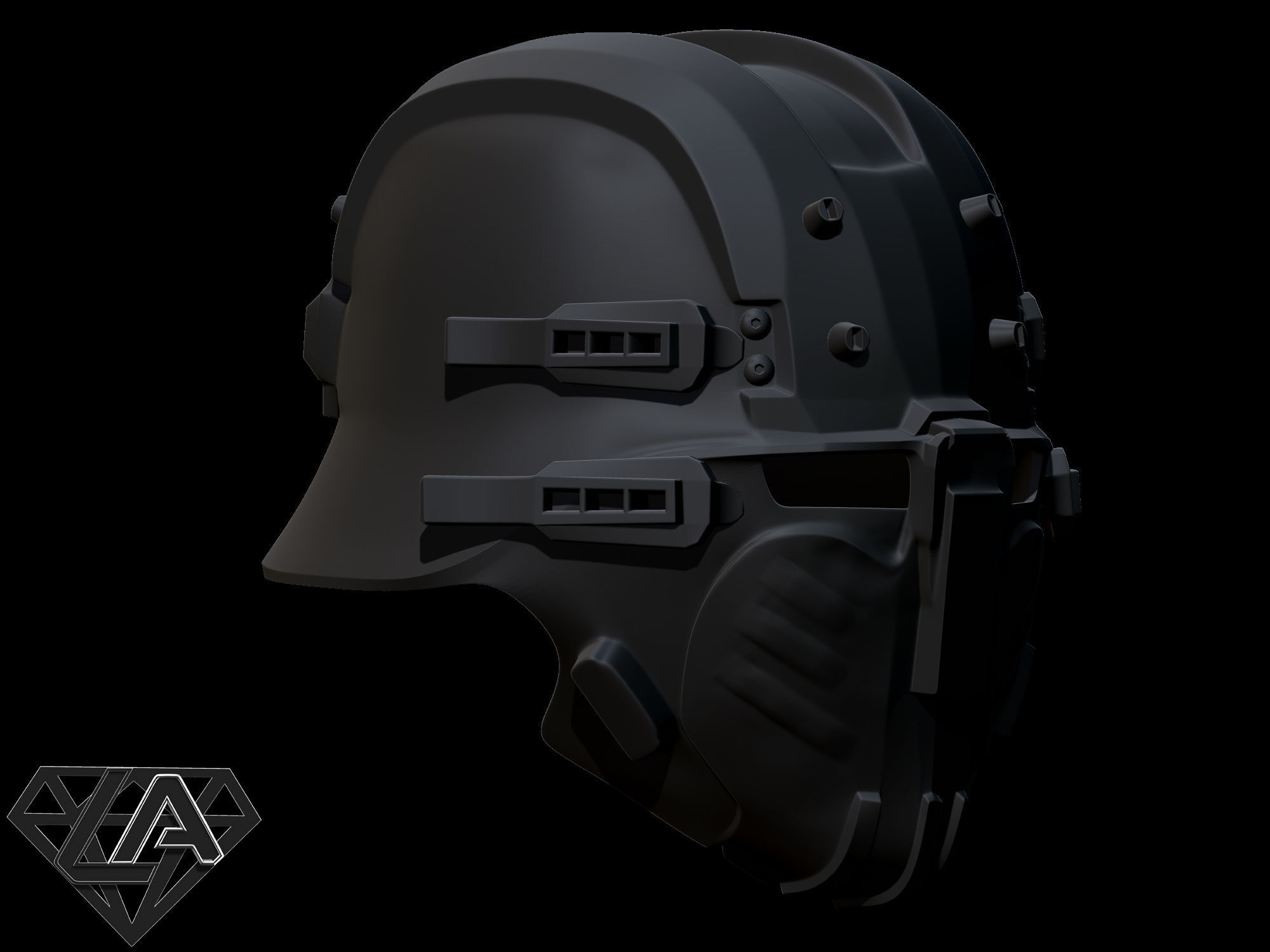Wolfenstein black butcher custom helmet Free 3D print model_2