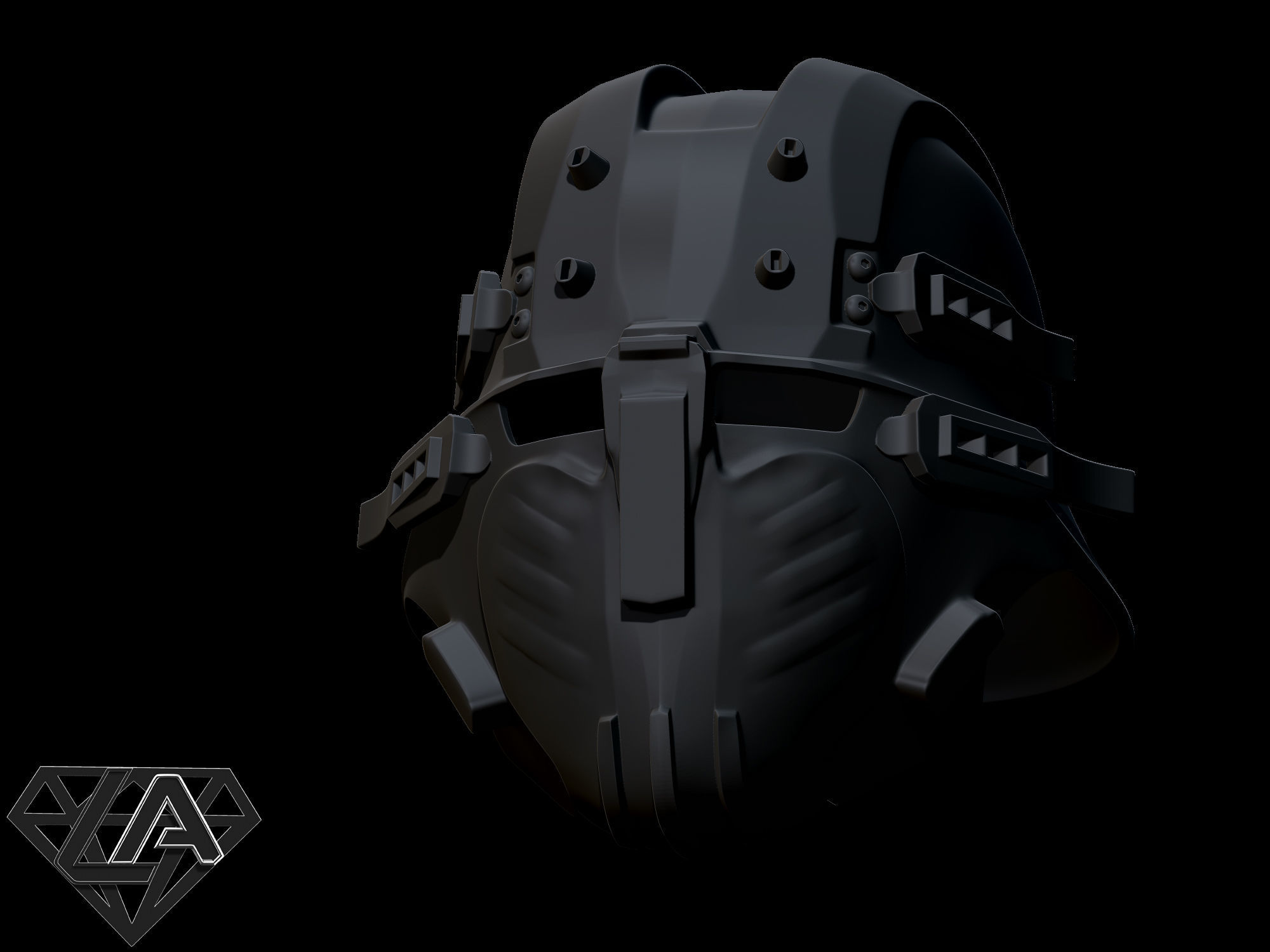 Wolfenstein black butcher custom helmet Free 3D print model_8