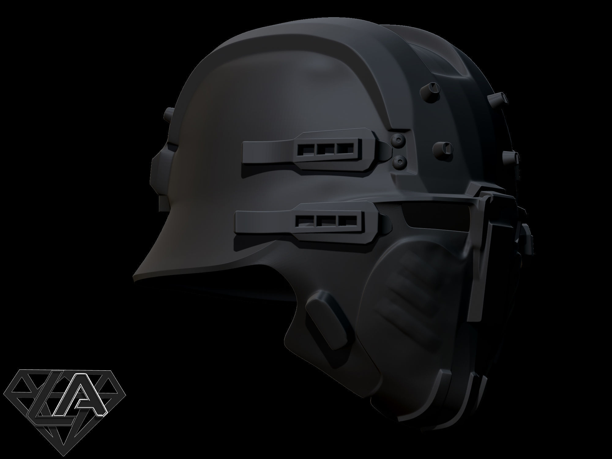 Wolfenstein black butcher custom helmet Free 3D print model_3