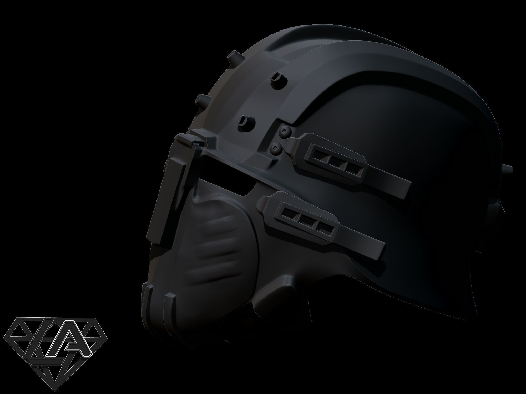 Wolfenstein black butcher custom helmet Free 3D print model_6