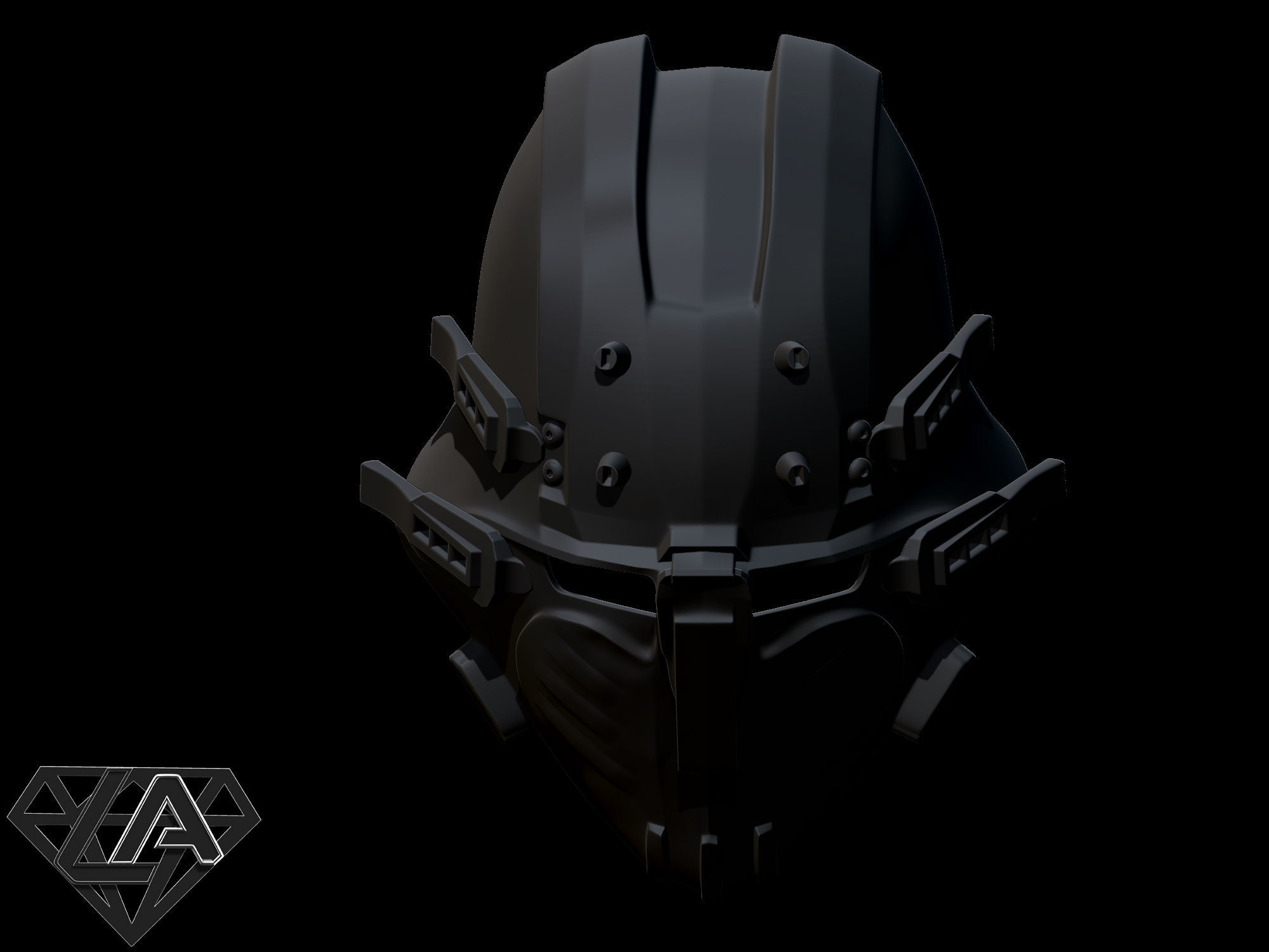 Wolfenstein black butcher custom helmet Free 3D print model_9