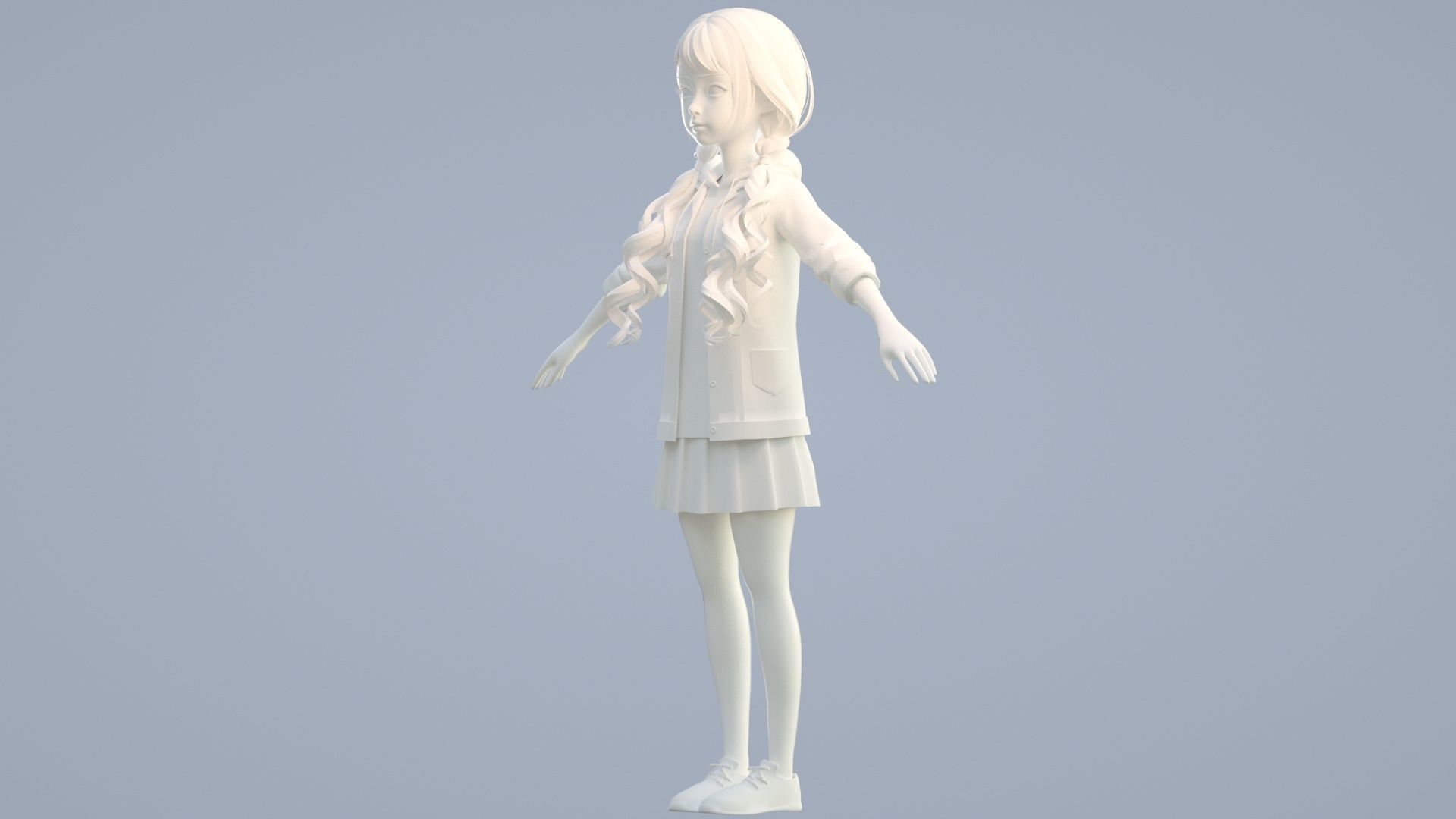 cartoon girl 3D model_11