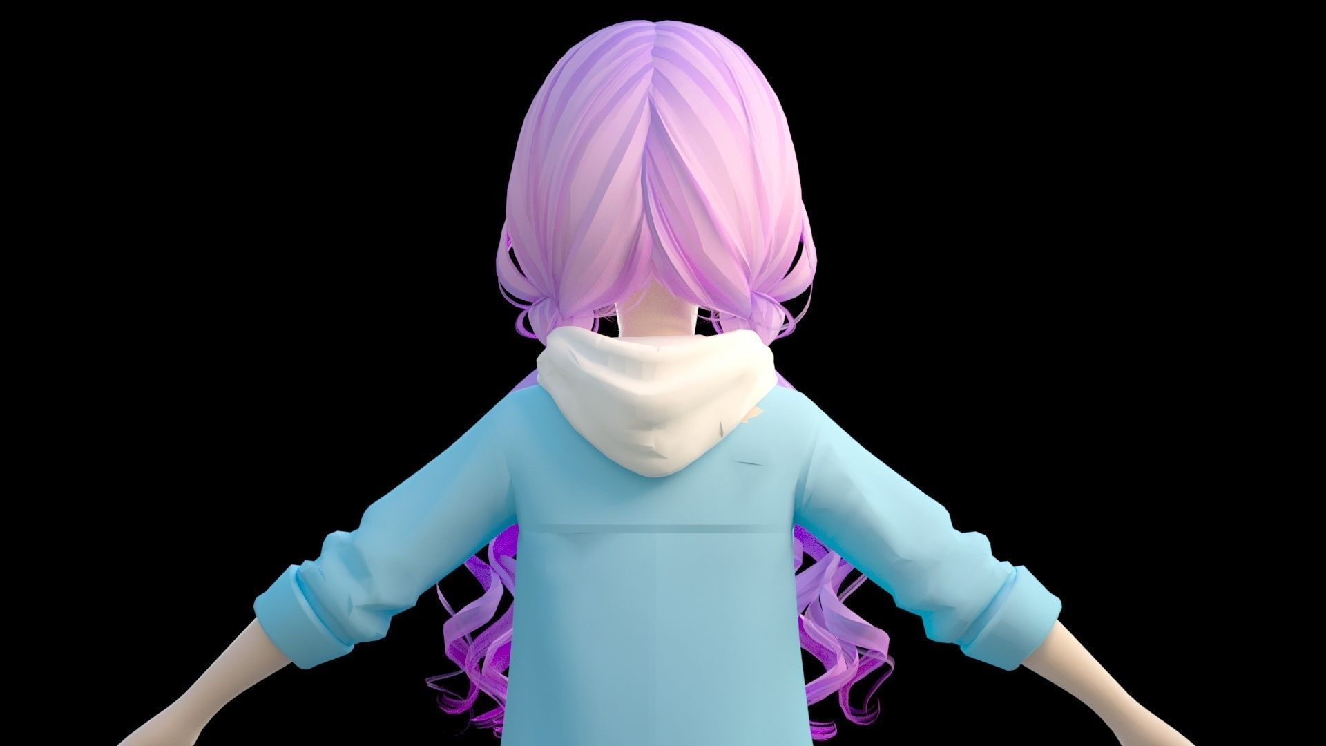 cartoon girl 3D model_6