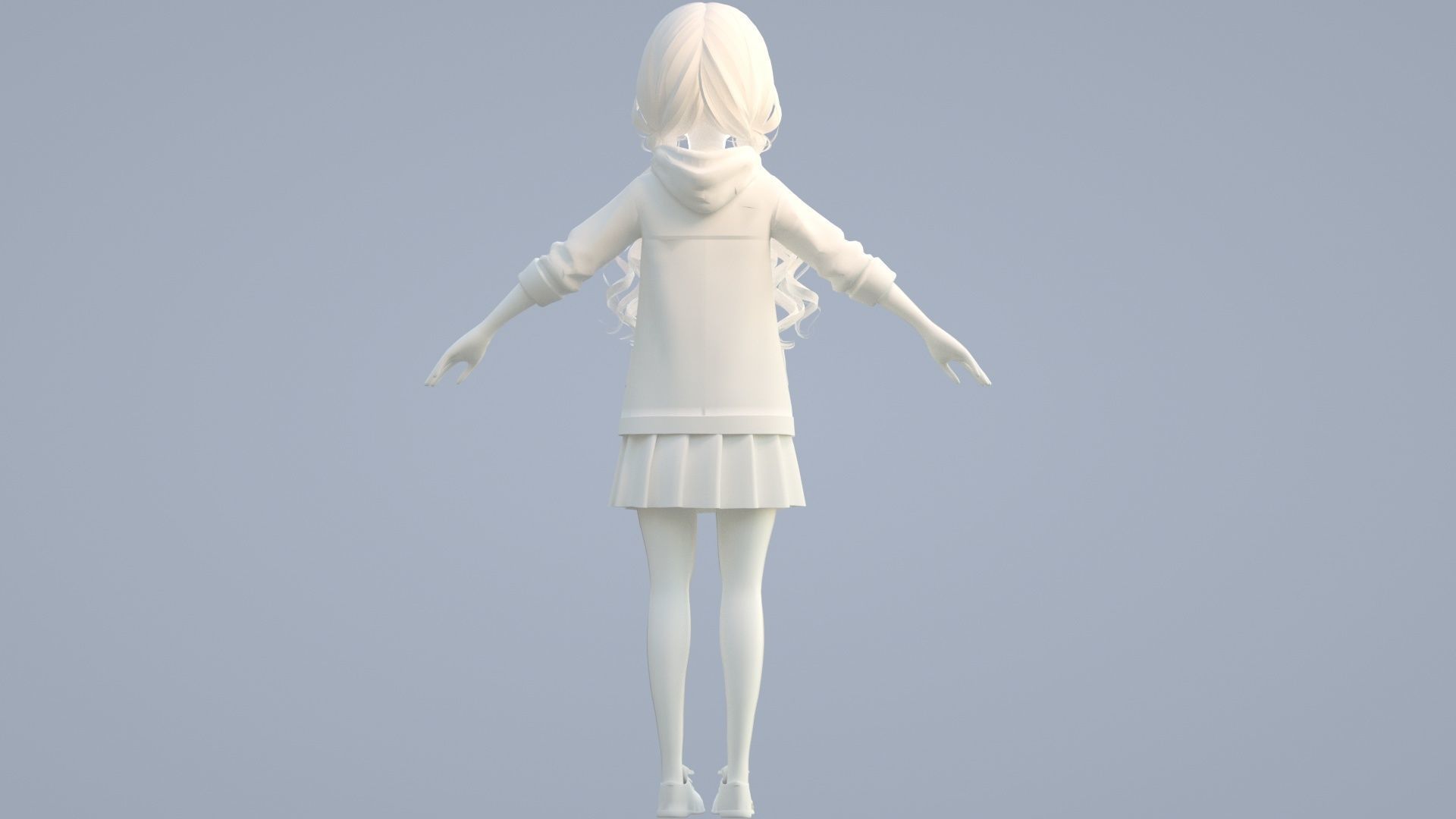 cartoon girl 3D model_12