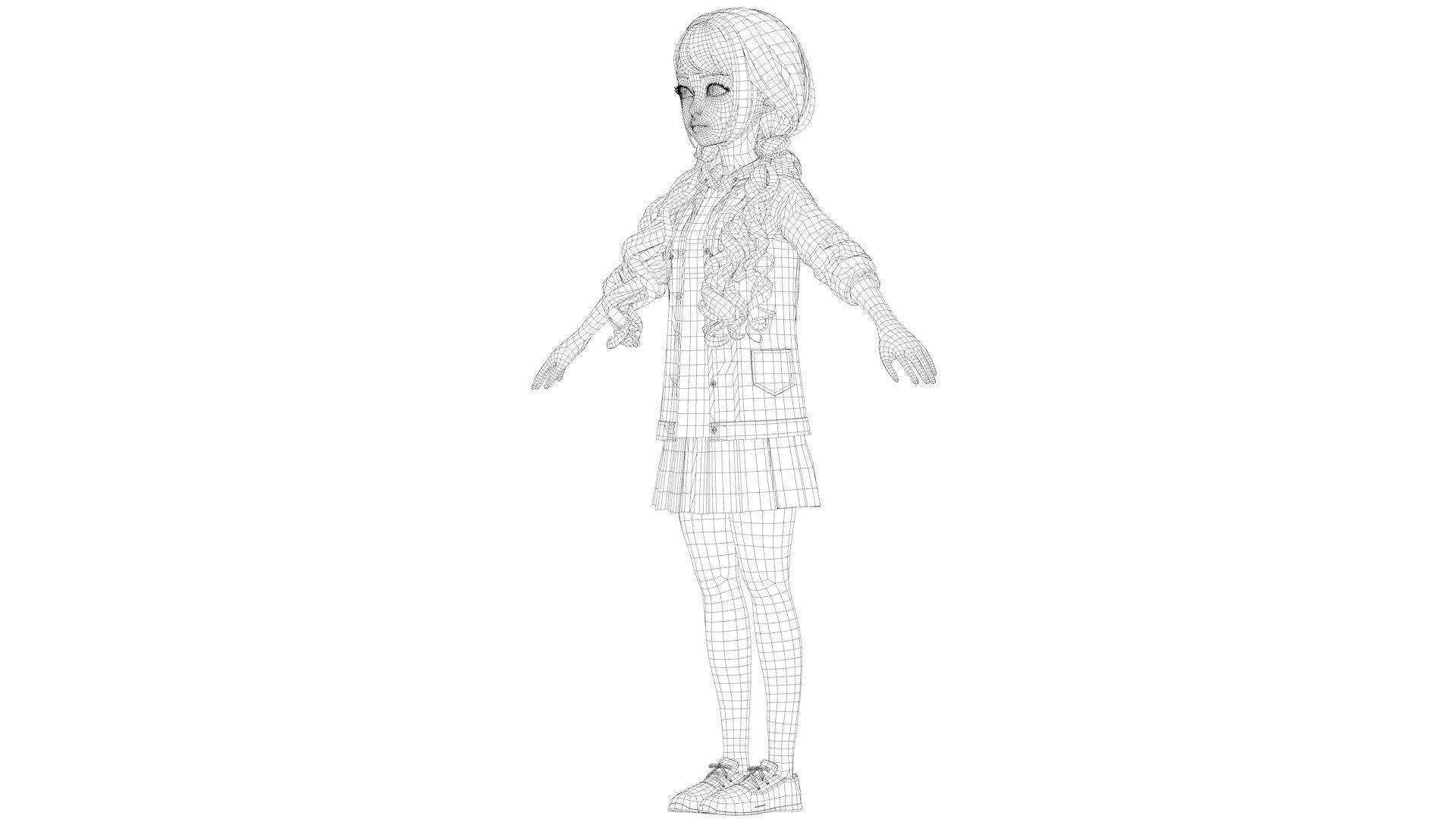 cartoon girl 3D model_14