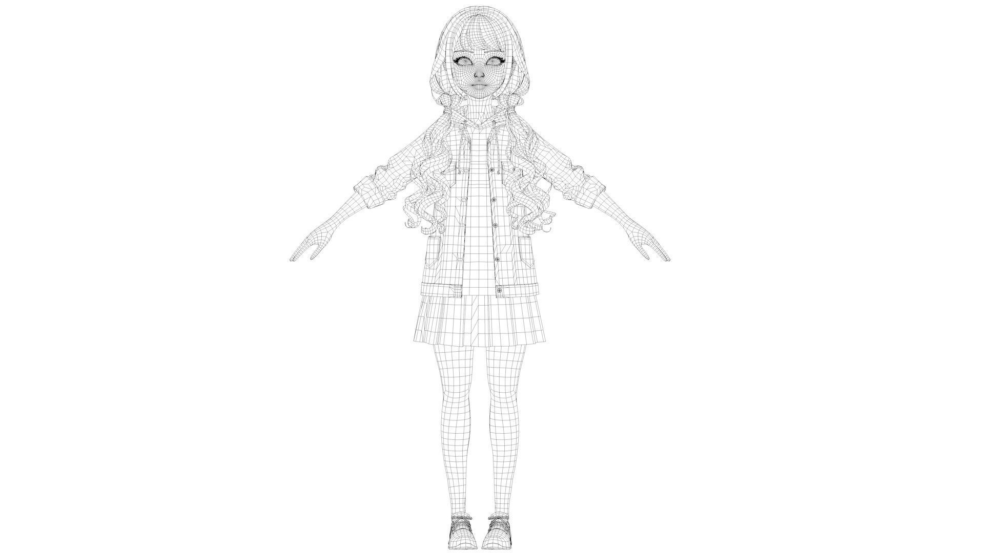 cartoon girl 3D model_13