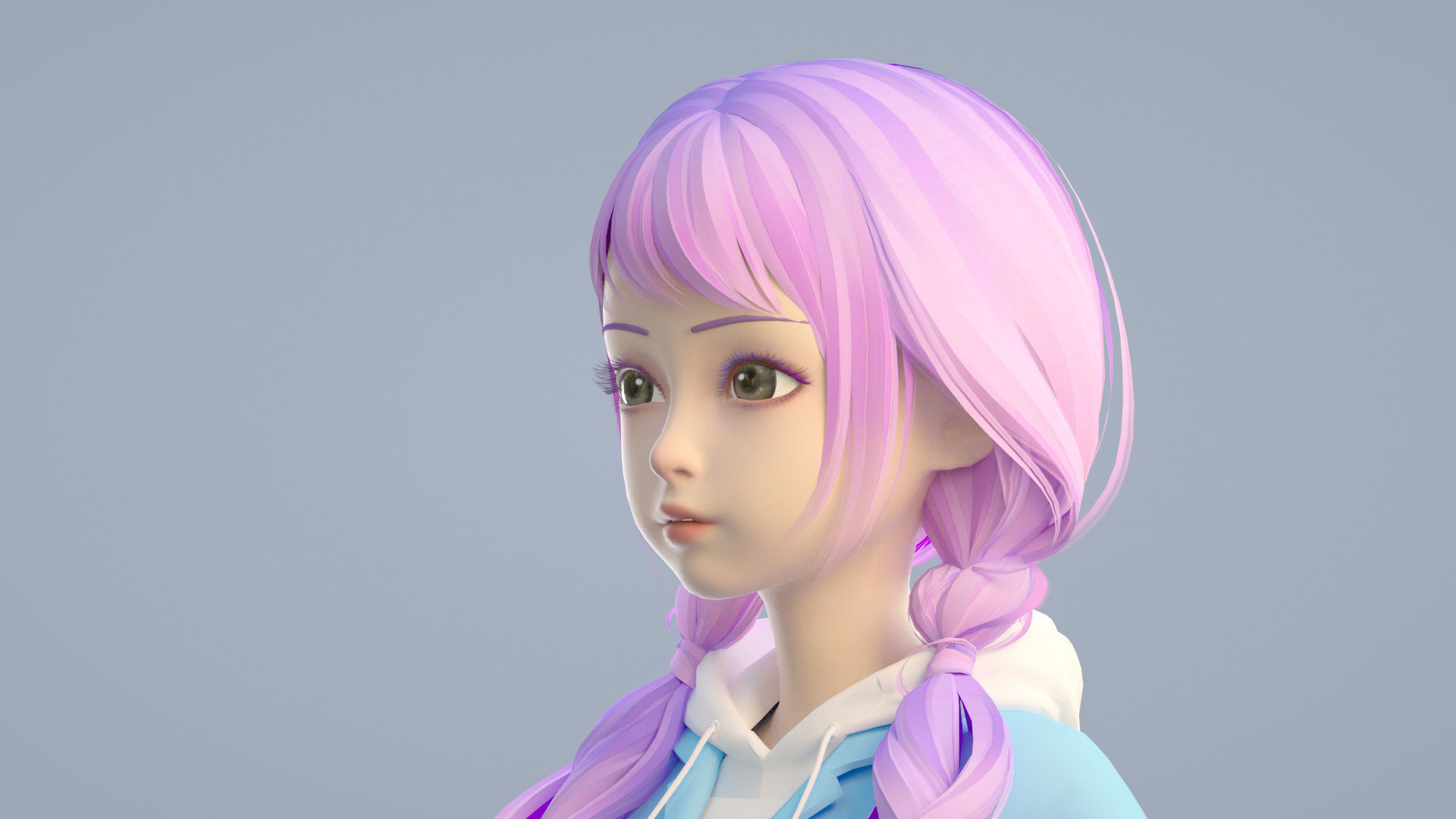 cartoon girl 3D model_1