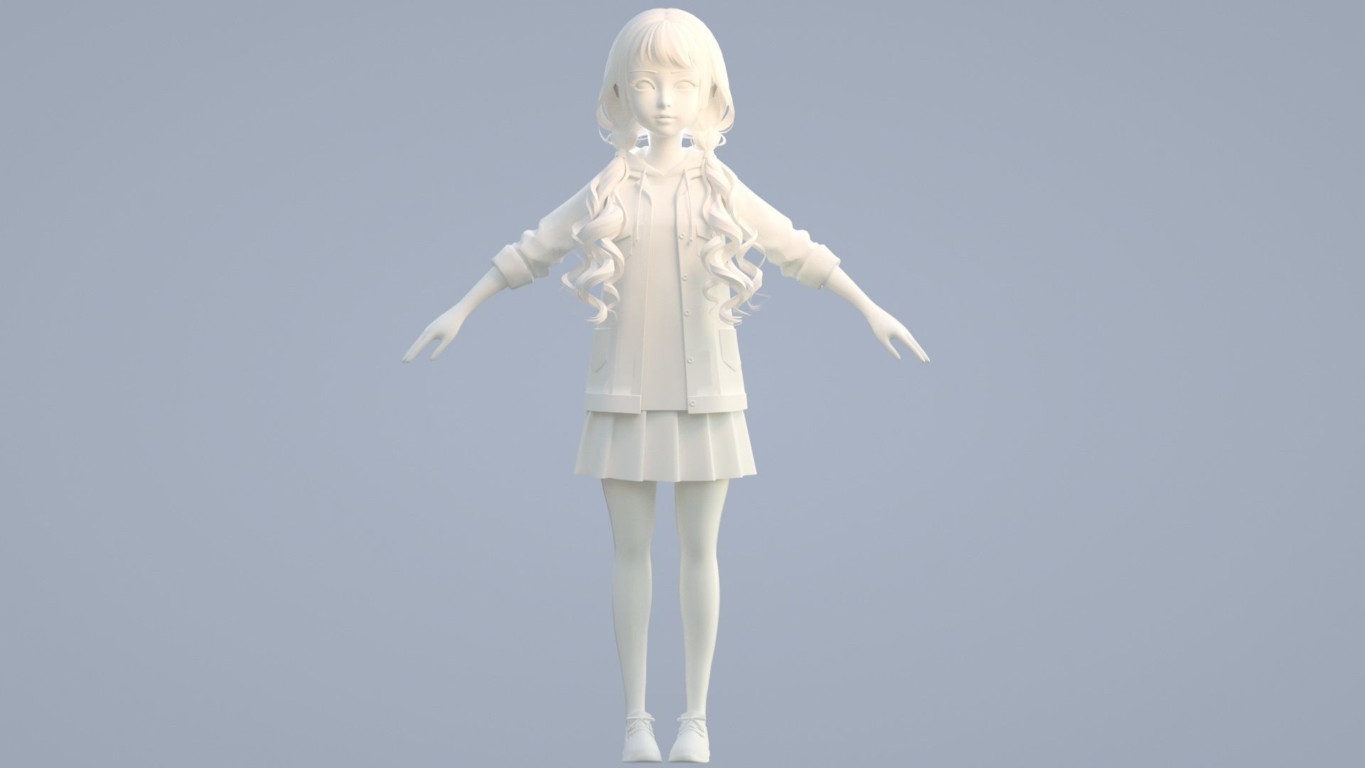 cartoon girl 3D model_10