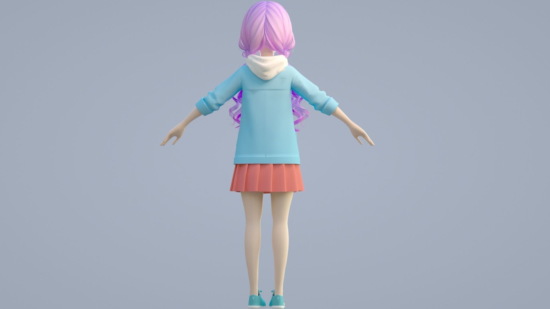 cartoon girl 3D model_9