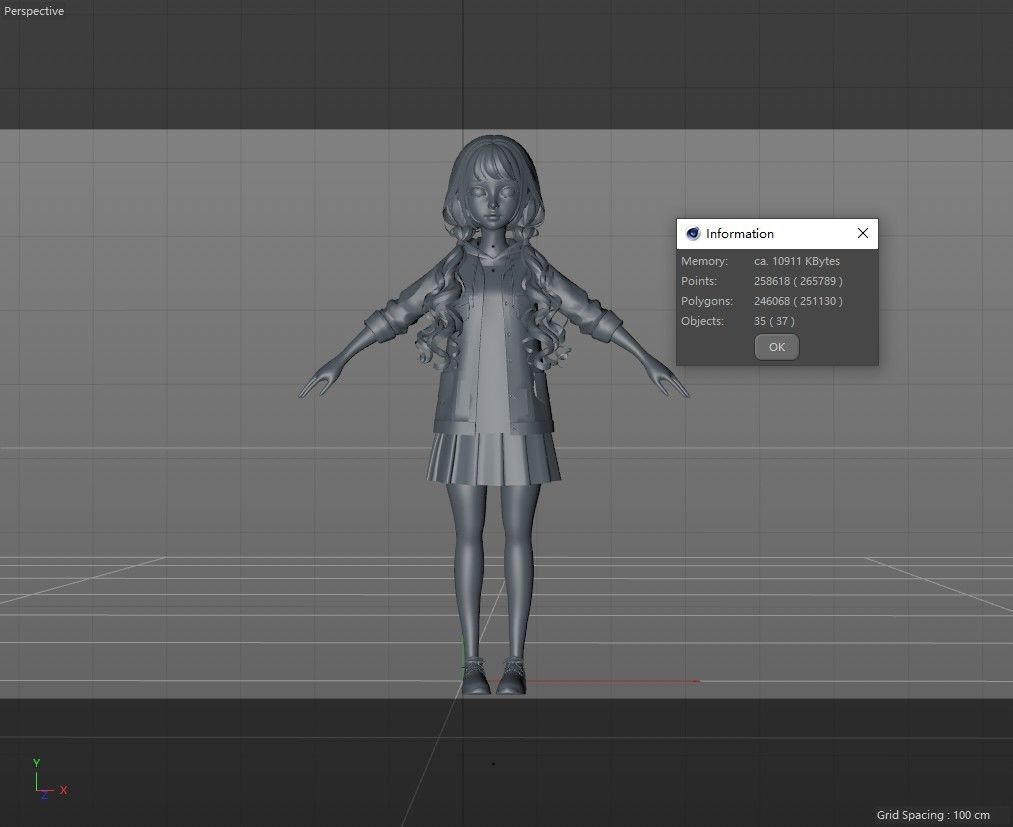cartoon girl 3D model_16