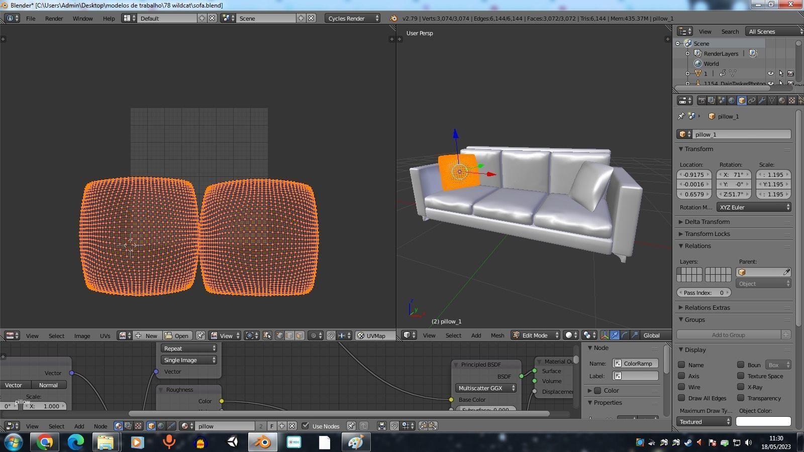 Sofa for render Low-poly 3D model_16