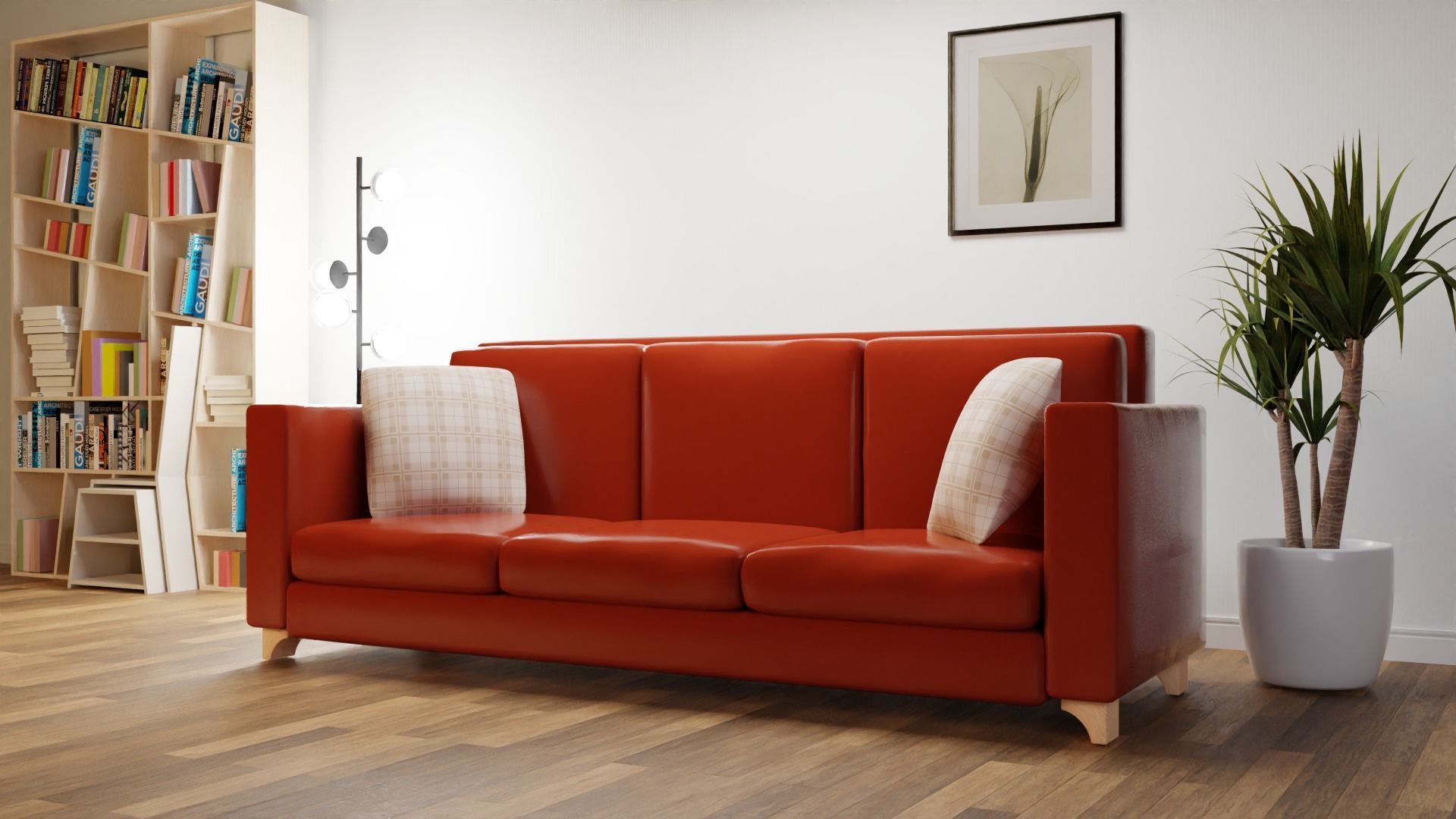 Sofa for render Low-poly 3D model_2