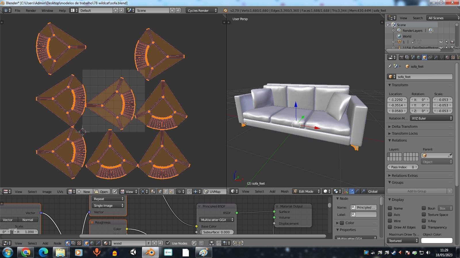 Sofa for render Low-poly 3D model_15