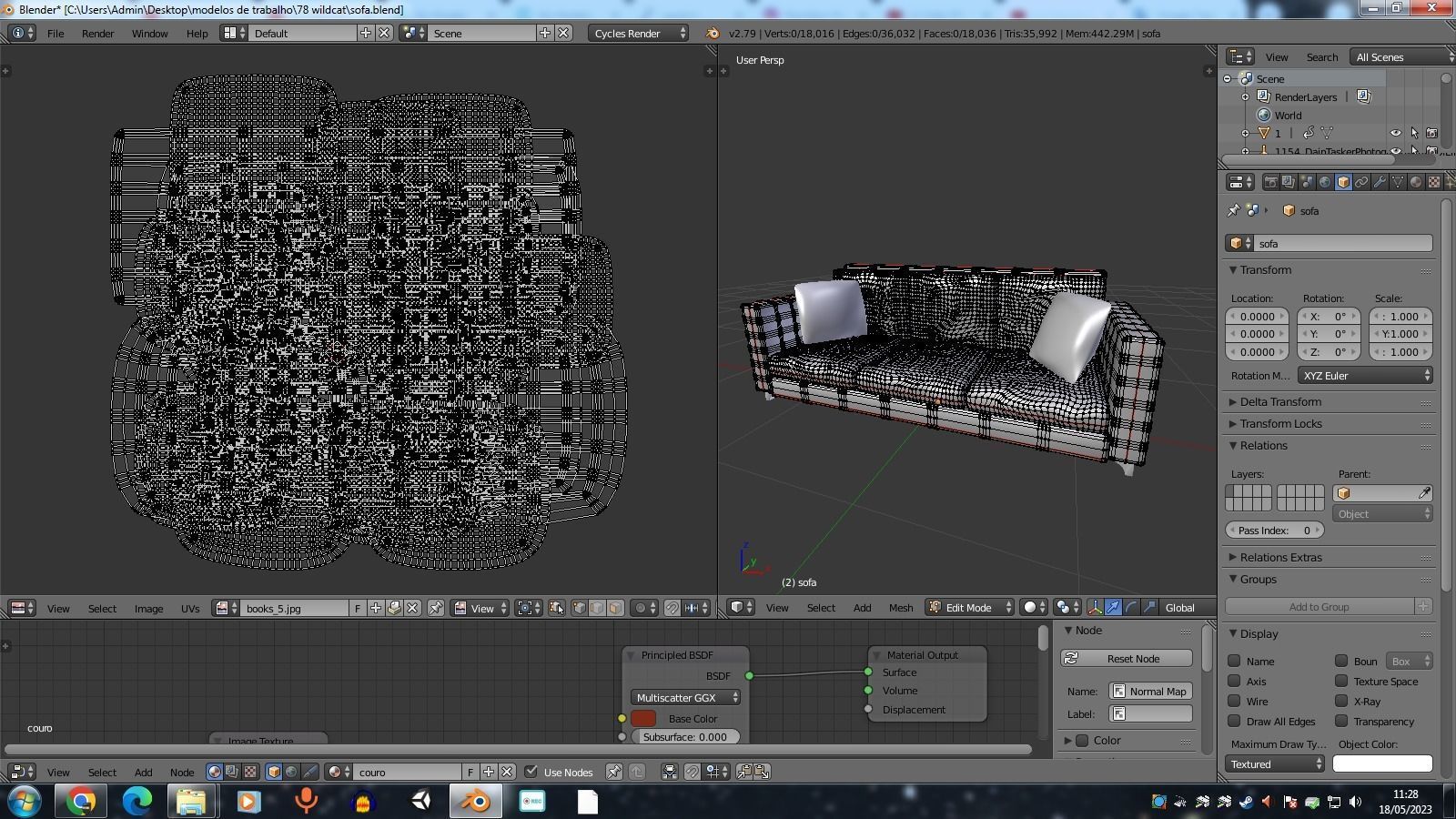 Sofa for render Low-poly 3D model_14