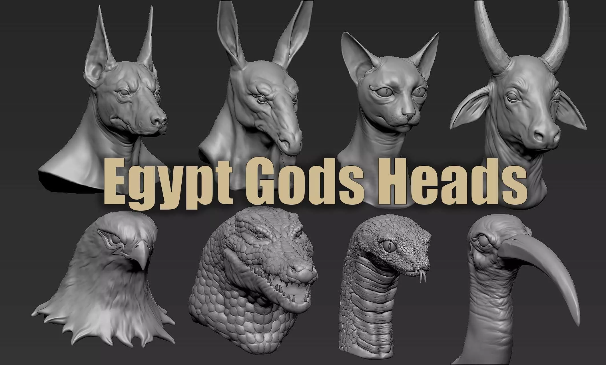 Egypt Gods Heads 3D model
