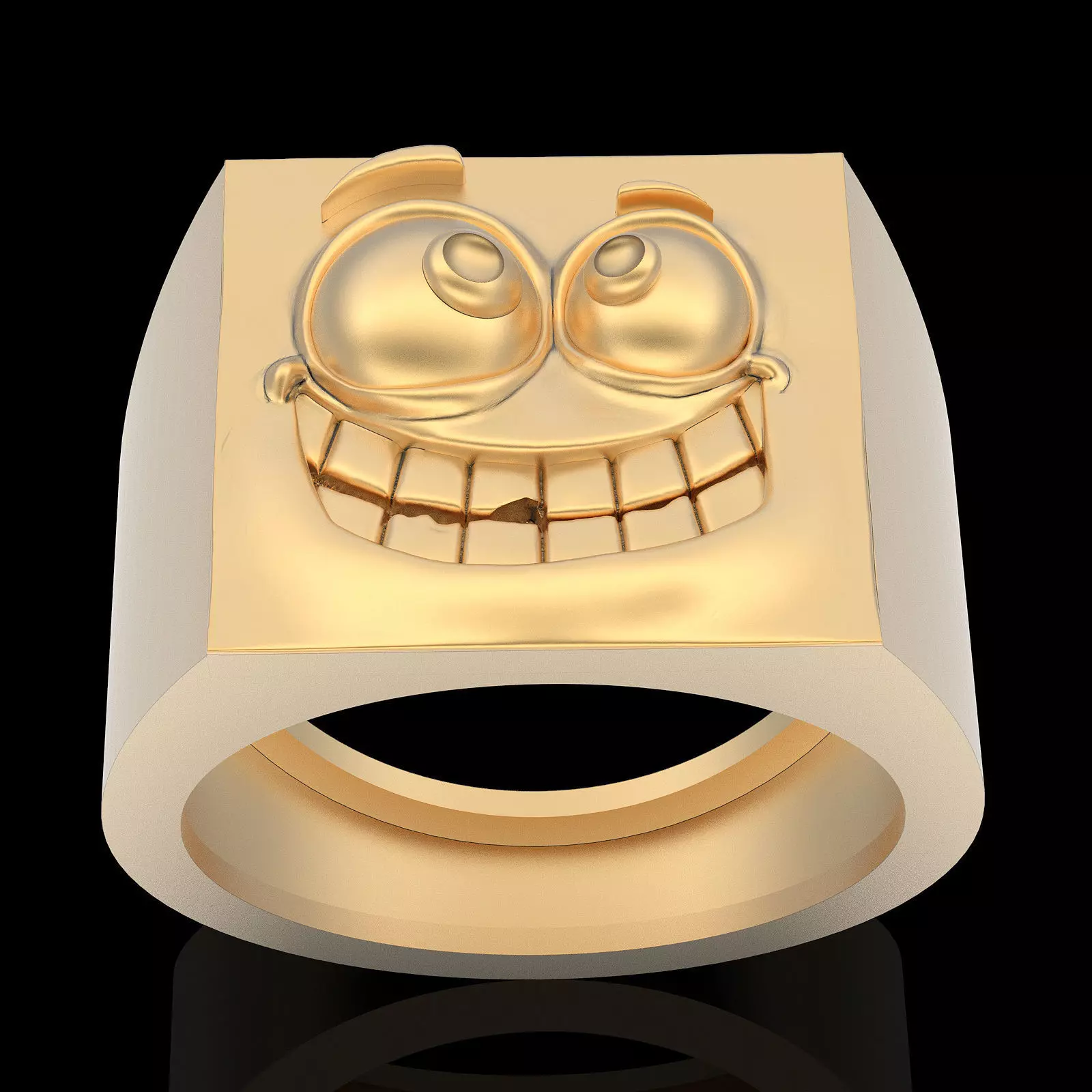 Emoji face comic ring  gold jewelry 3D printable model 3D print model_0