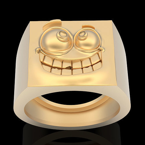 Emoji face comic ring  gold jewelry 3D printable model 3D print model