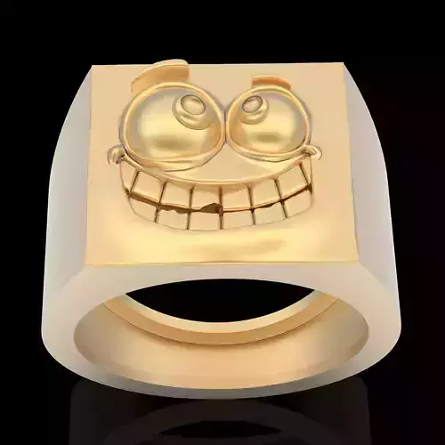Emoji face comic ring  gold jewelry 3D printable model 3D print model