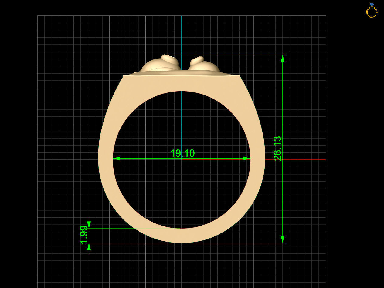 Emoji face comic ring  gold jewelry 3D printable model 3D print model_10
