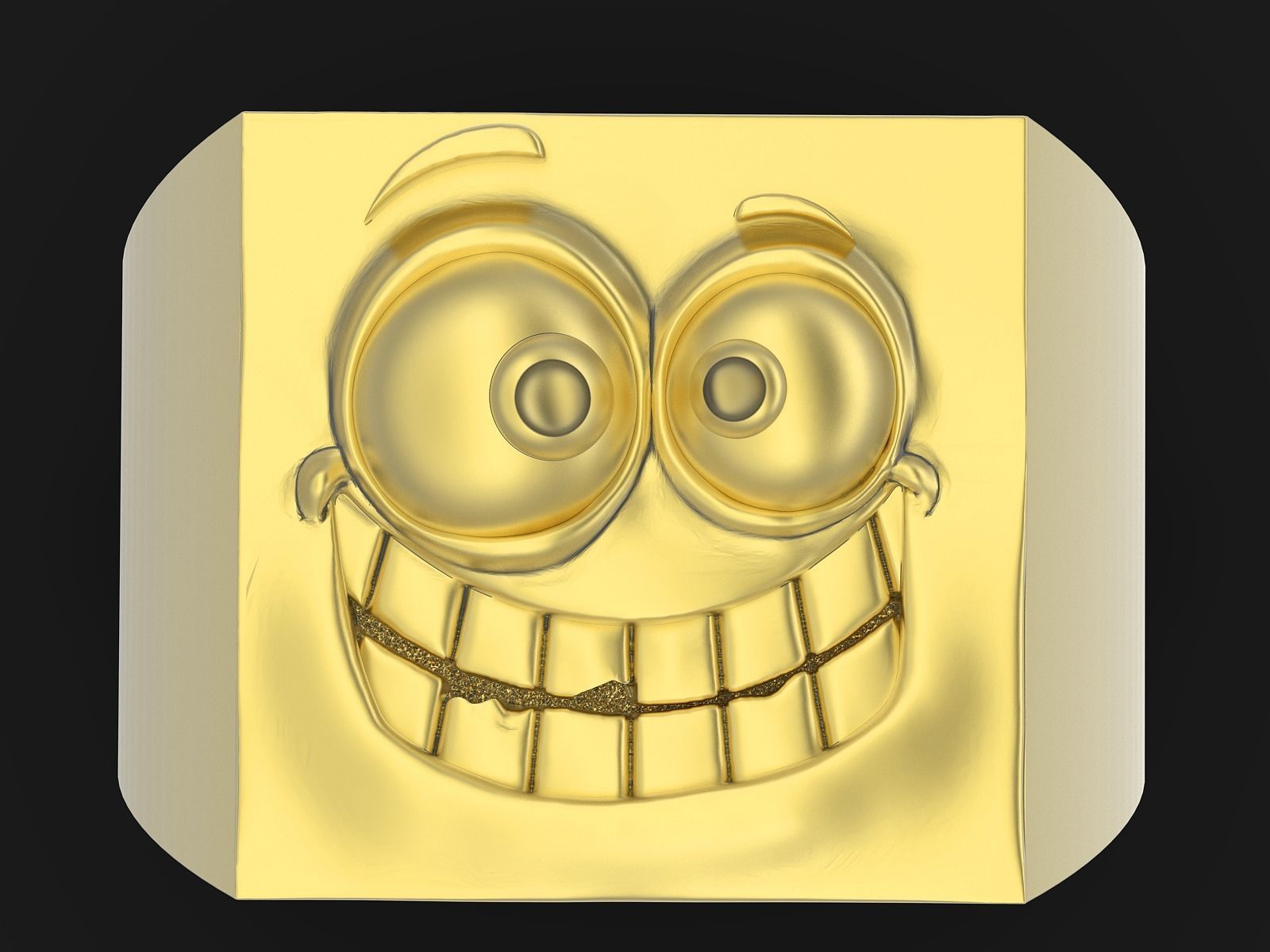 Emoji face comic ring  gold jewelry 3D printable model 3D print model_11