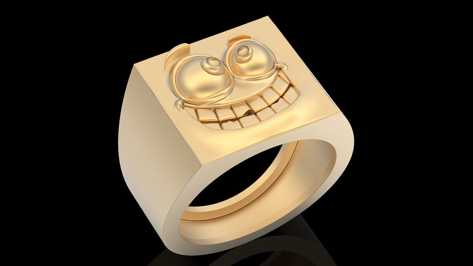 Emoji face comic ring  gold jewelry 3D printable model 3D print model_1