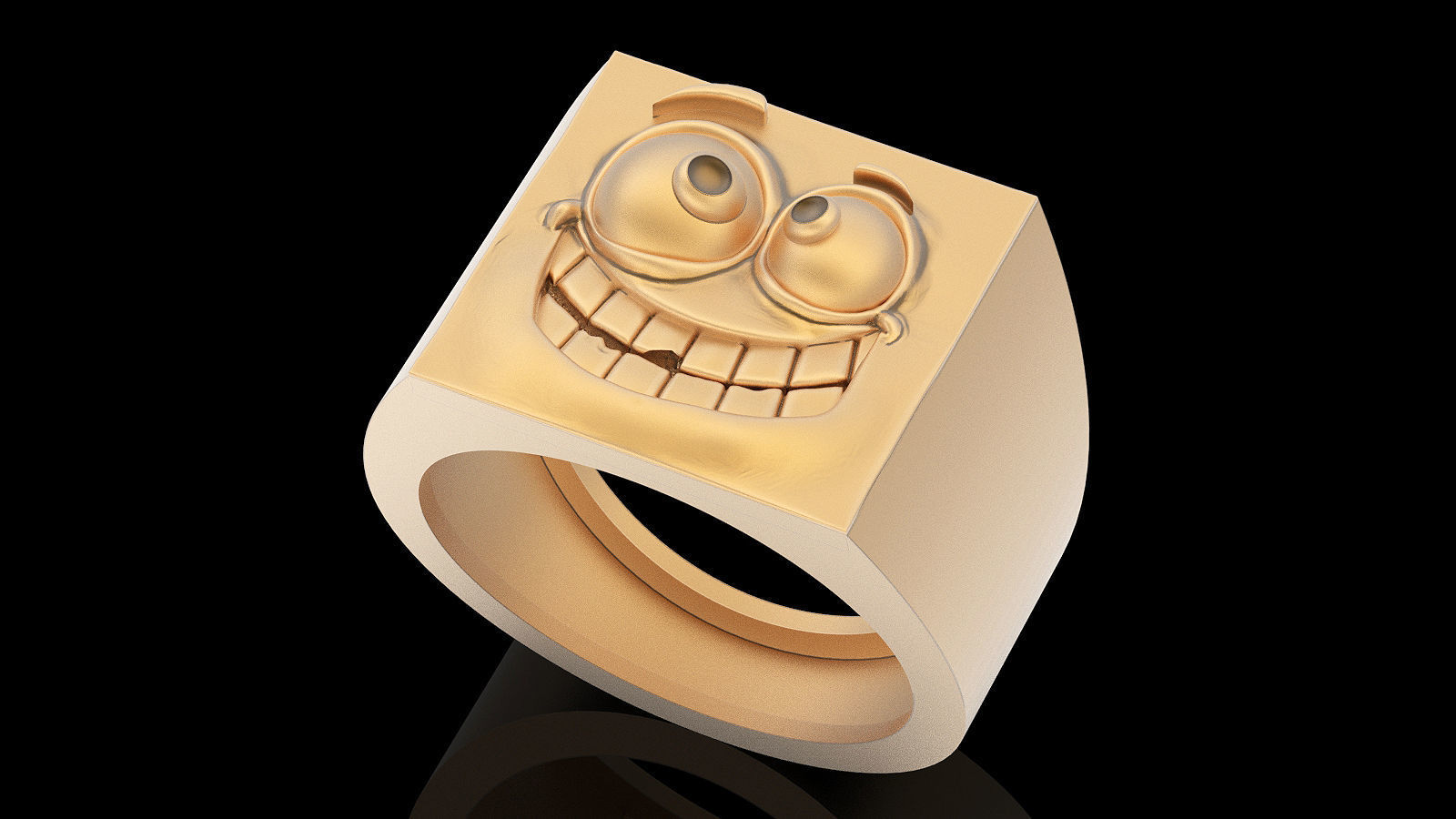 Emoji face comic ring  gold jewelry 3D printable model 3D print model_2