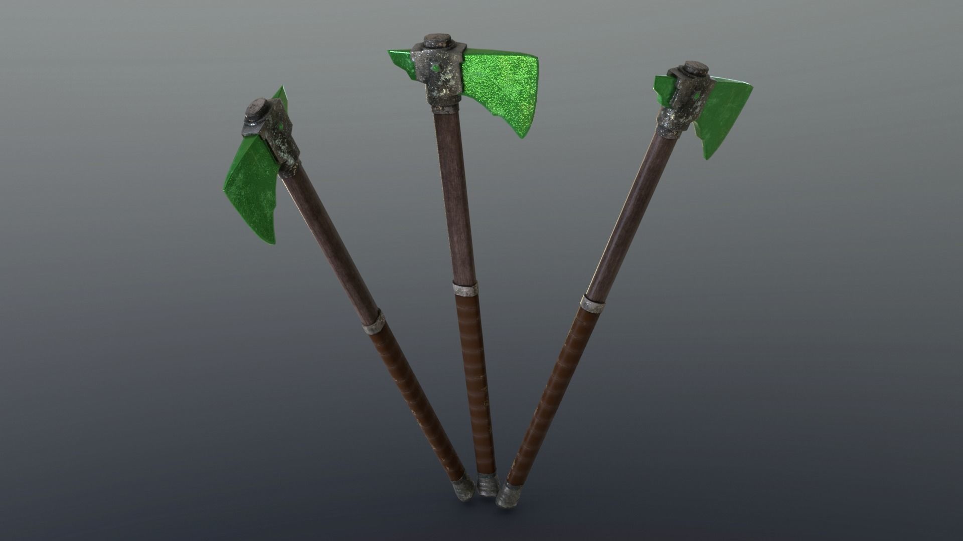 Axe - Emerald Low-poly 3D model_5
