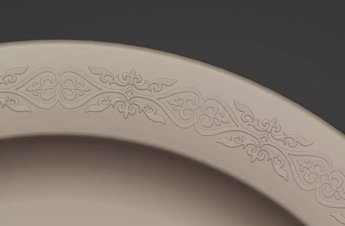 Dish with Kazakh national pattern Free 3D print model