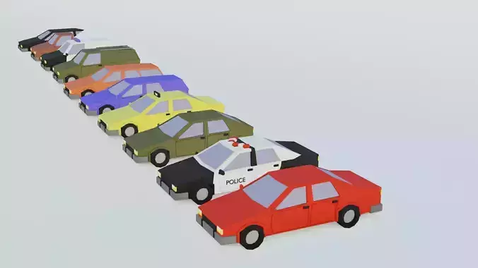 car collection low poly