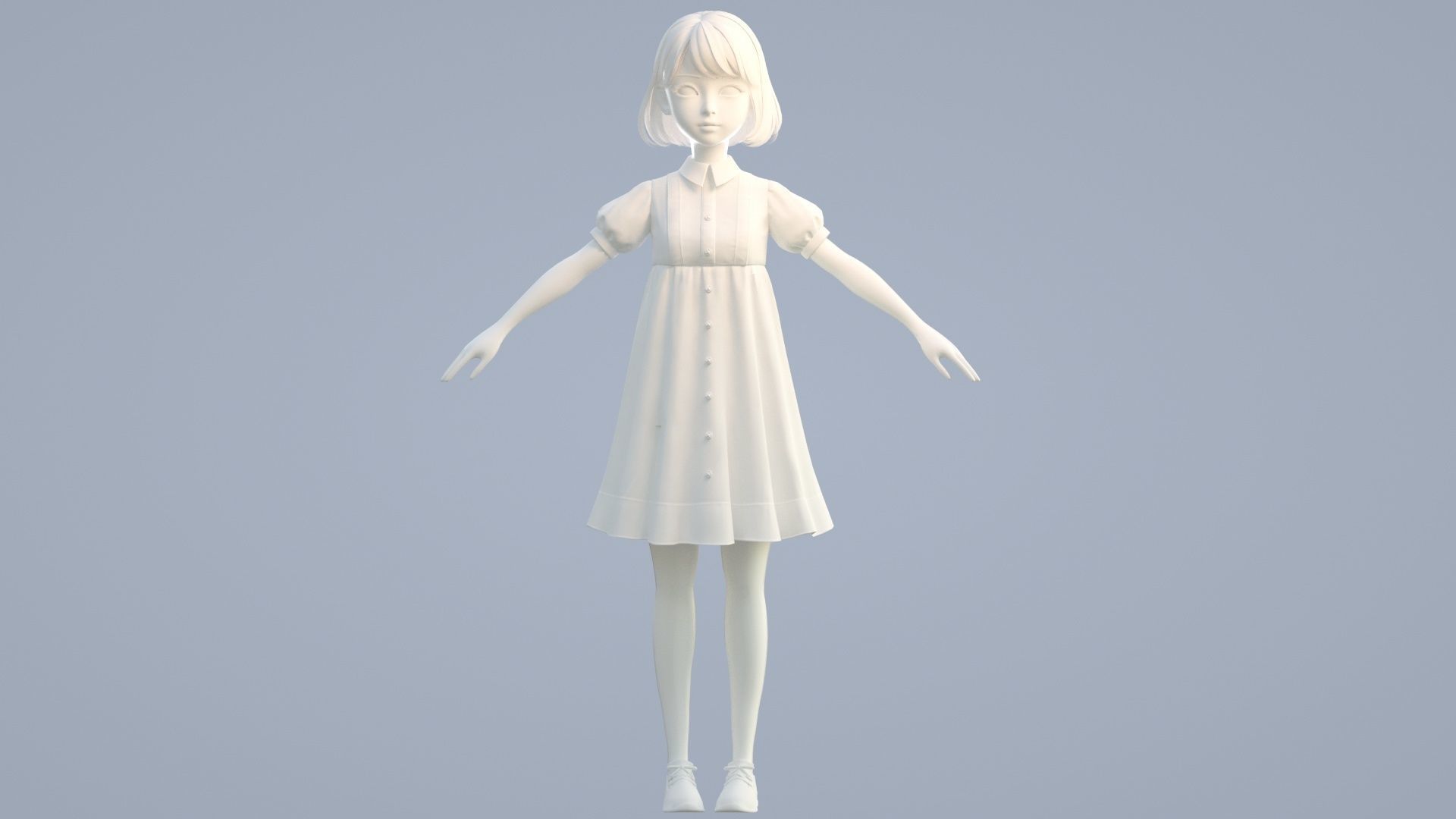 cartoon girl 3D model_10