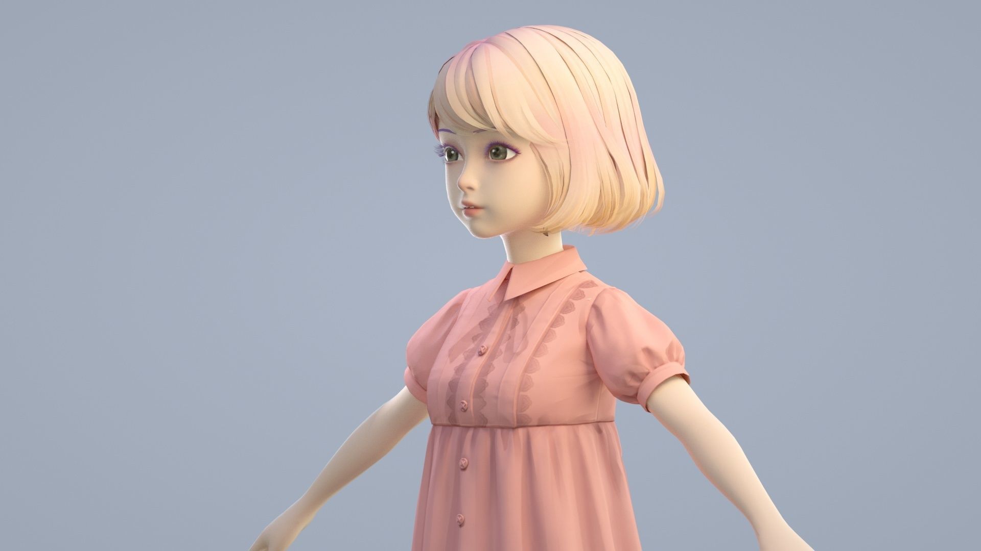 cartoon girl 3D model_5