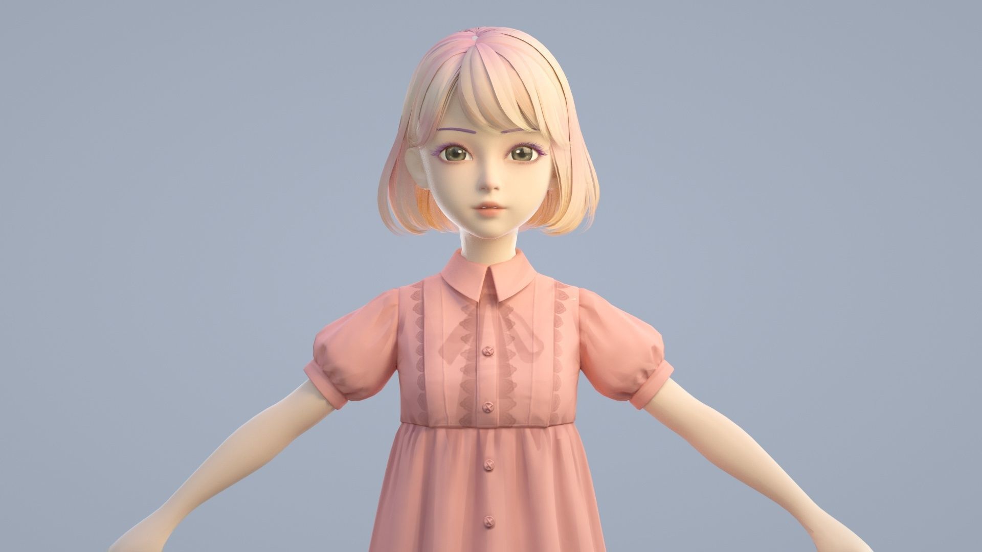 cartoon girl 3D model_4