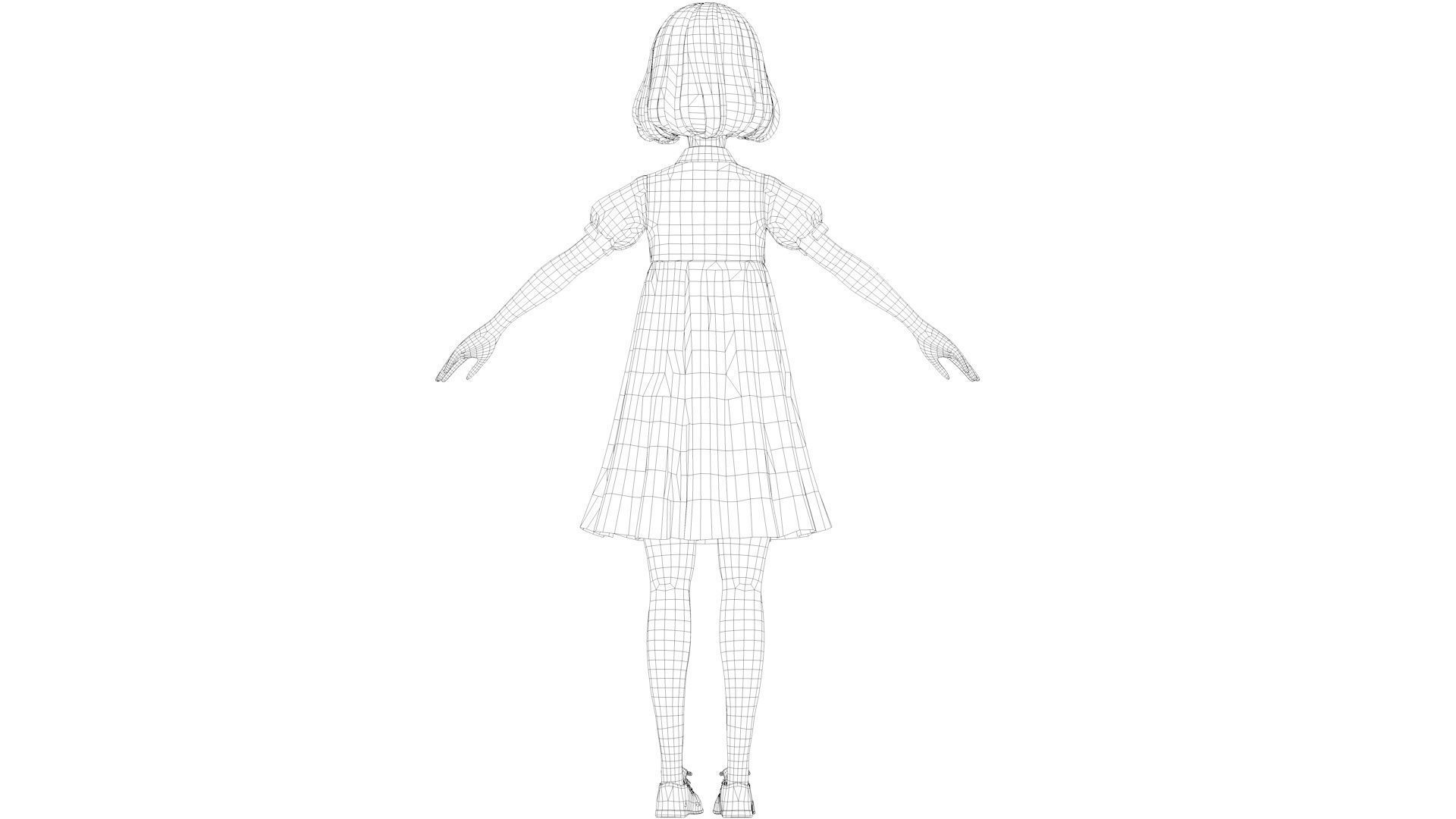 cartoon girl 3D model_15