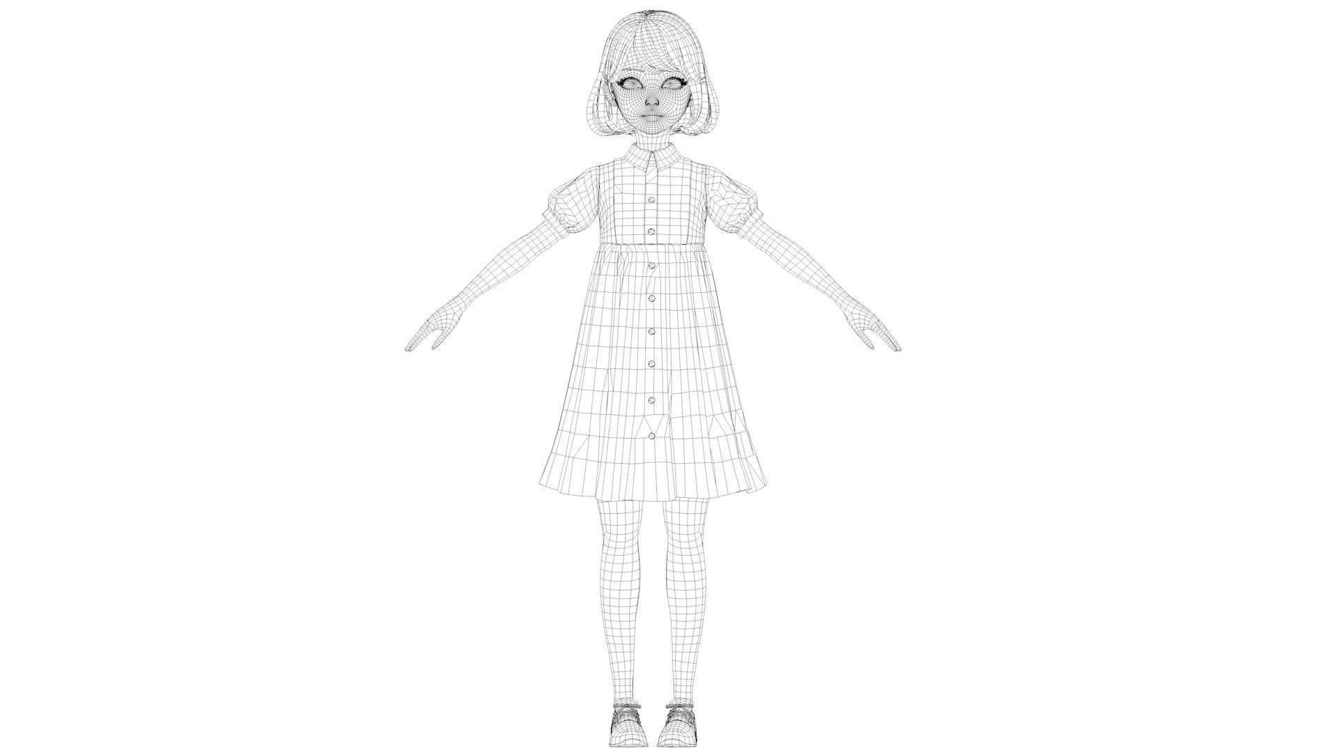 cartoon girl 3D model_13