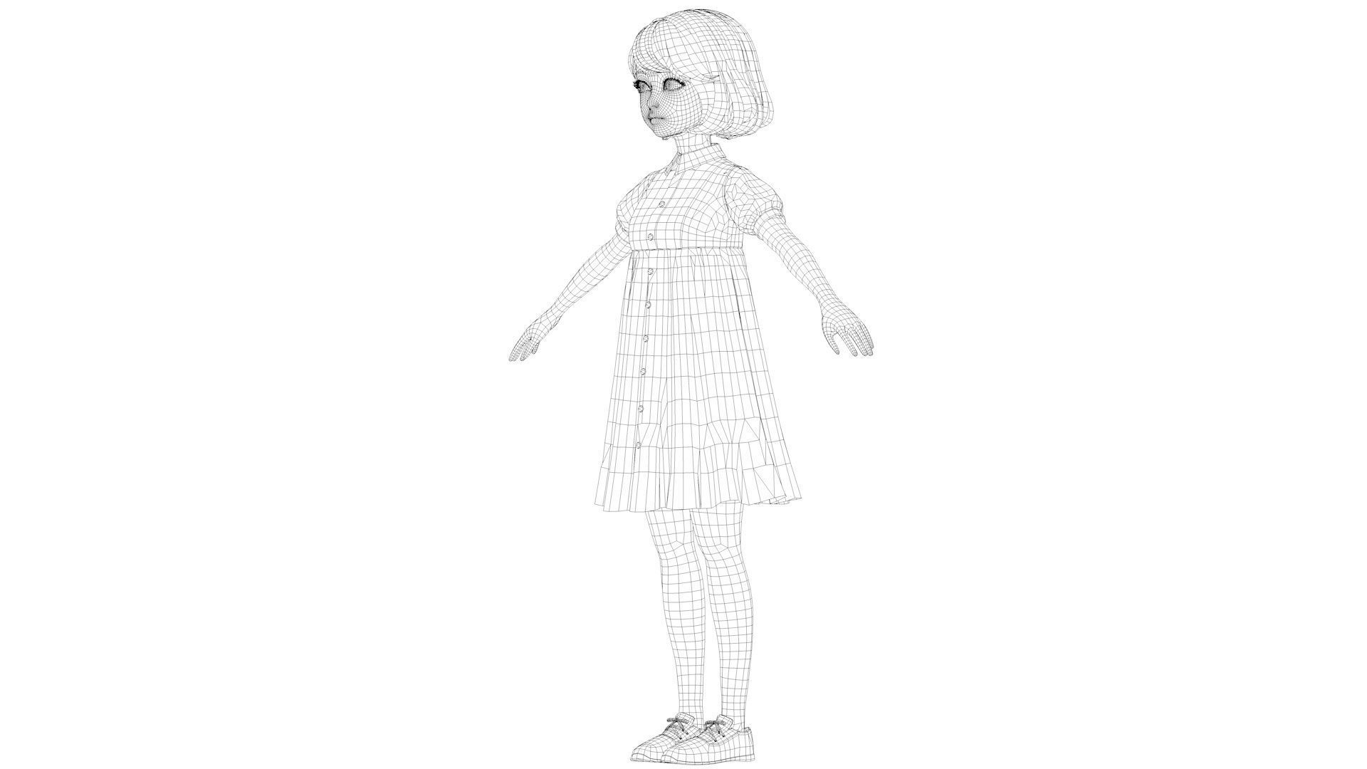 cartoon girl 3D model_14