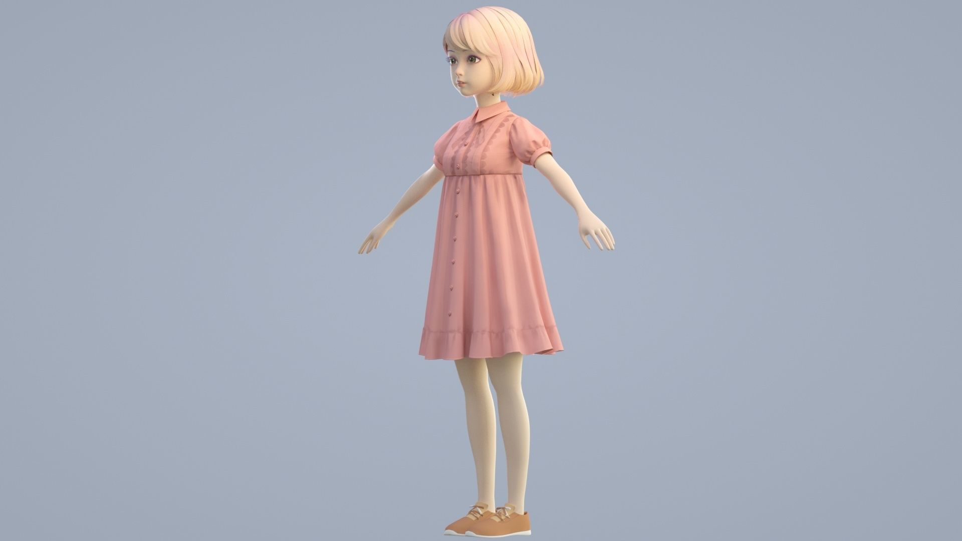 cartoon girl 3D model_8