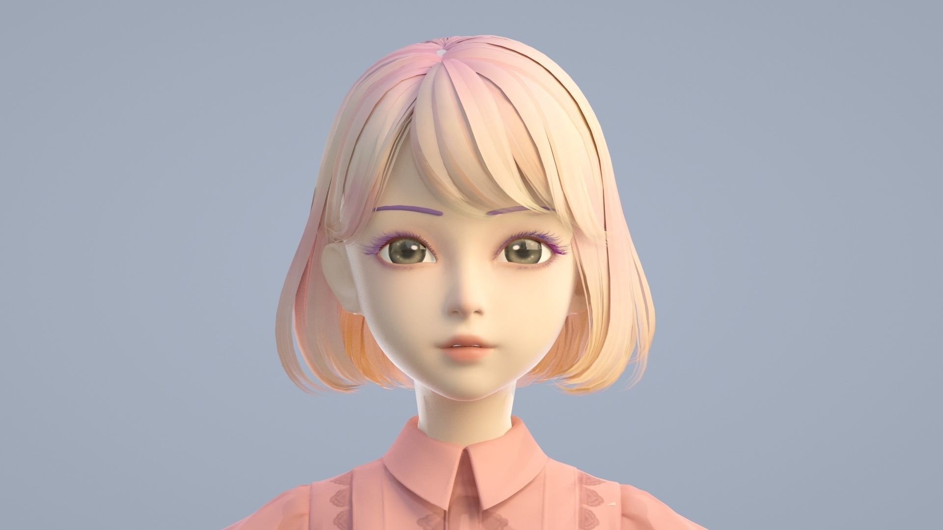 cartoon girl 3D model_1
