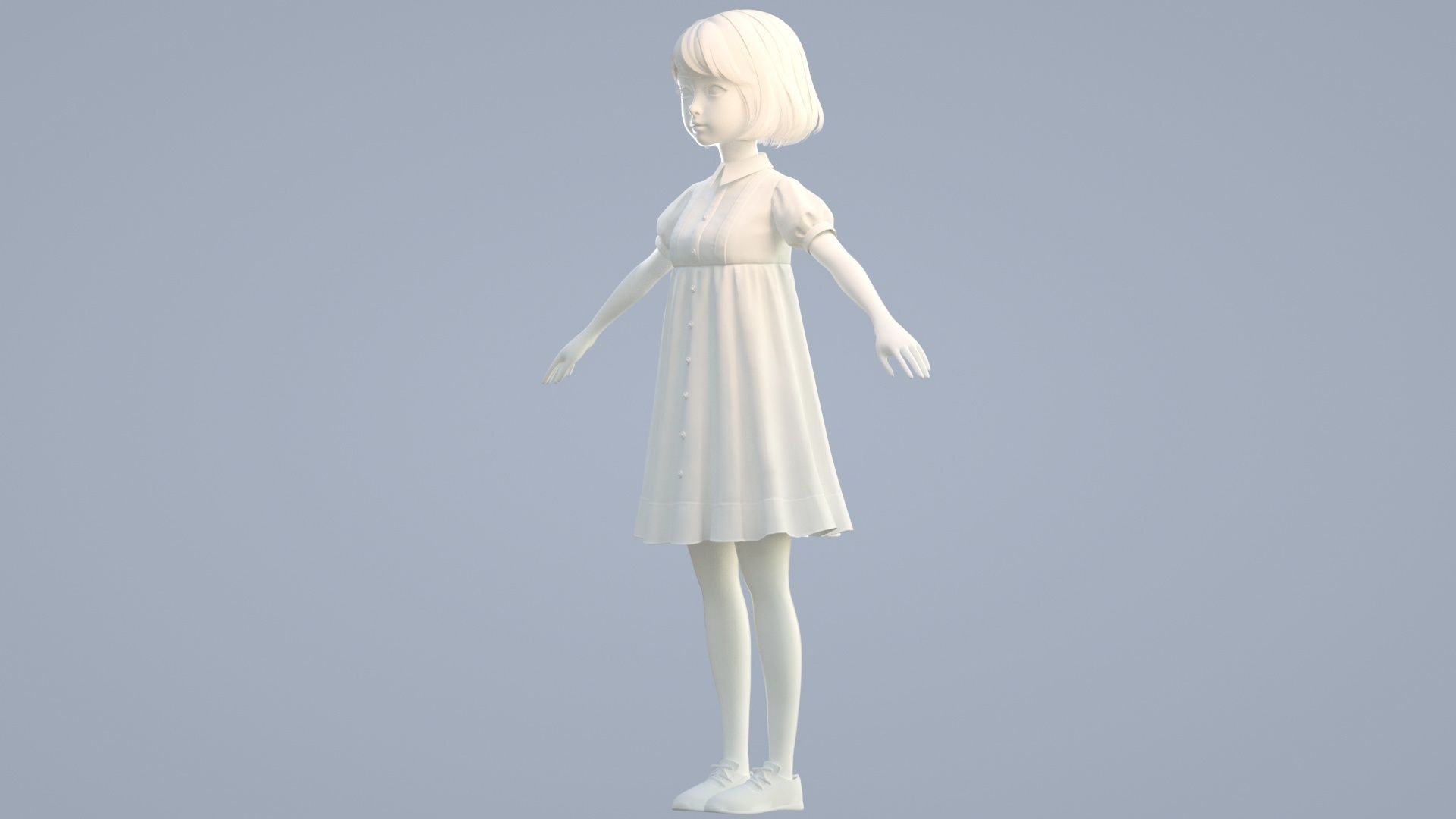 cartoon girl 3D model_11