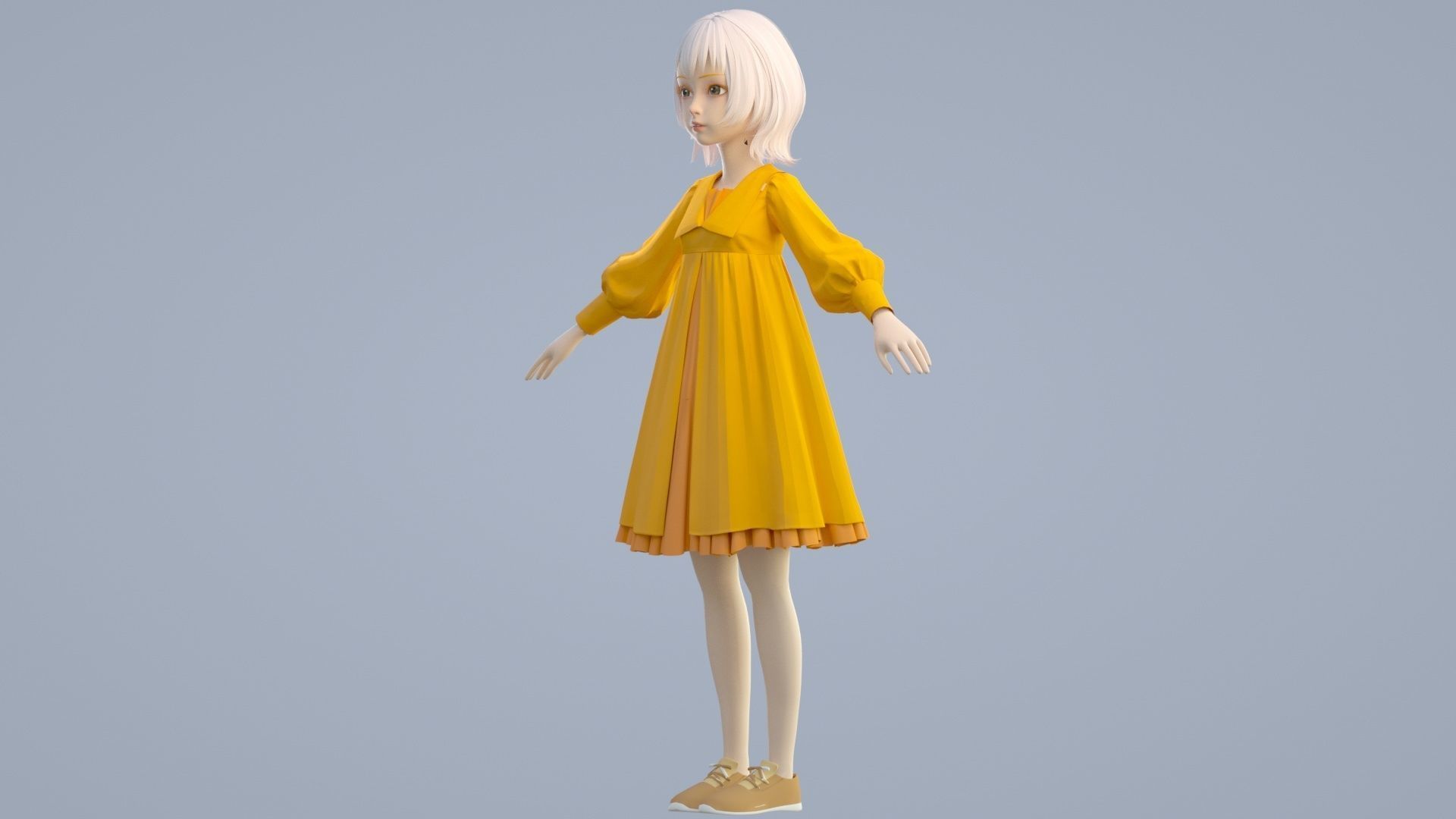 cartoon girl 3D model_8