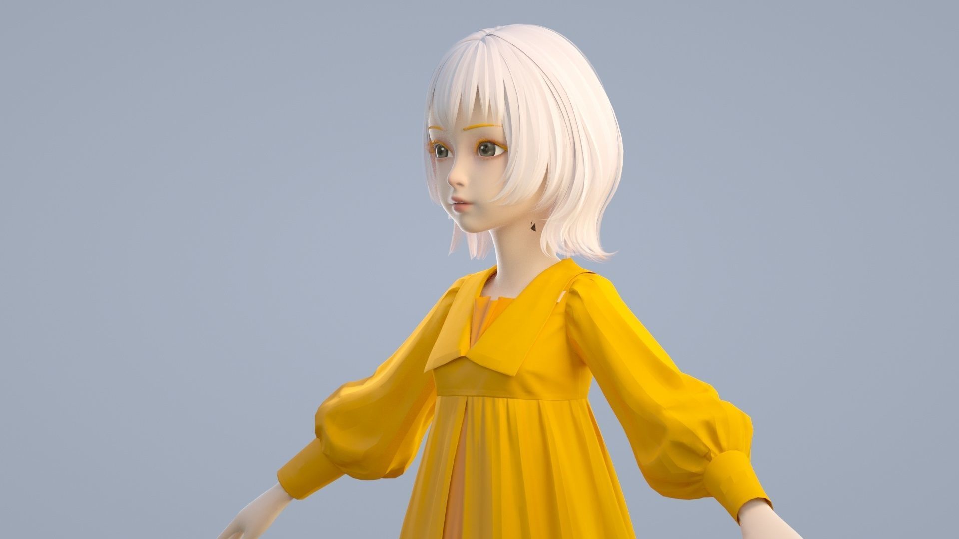 cartoon girl 3D model_5